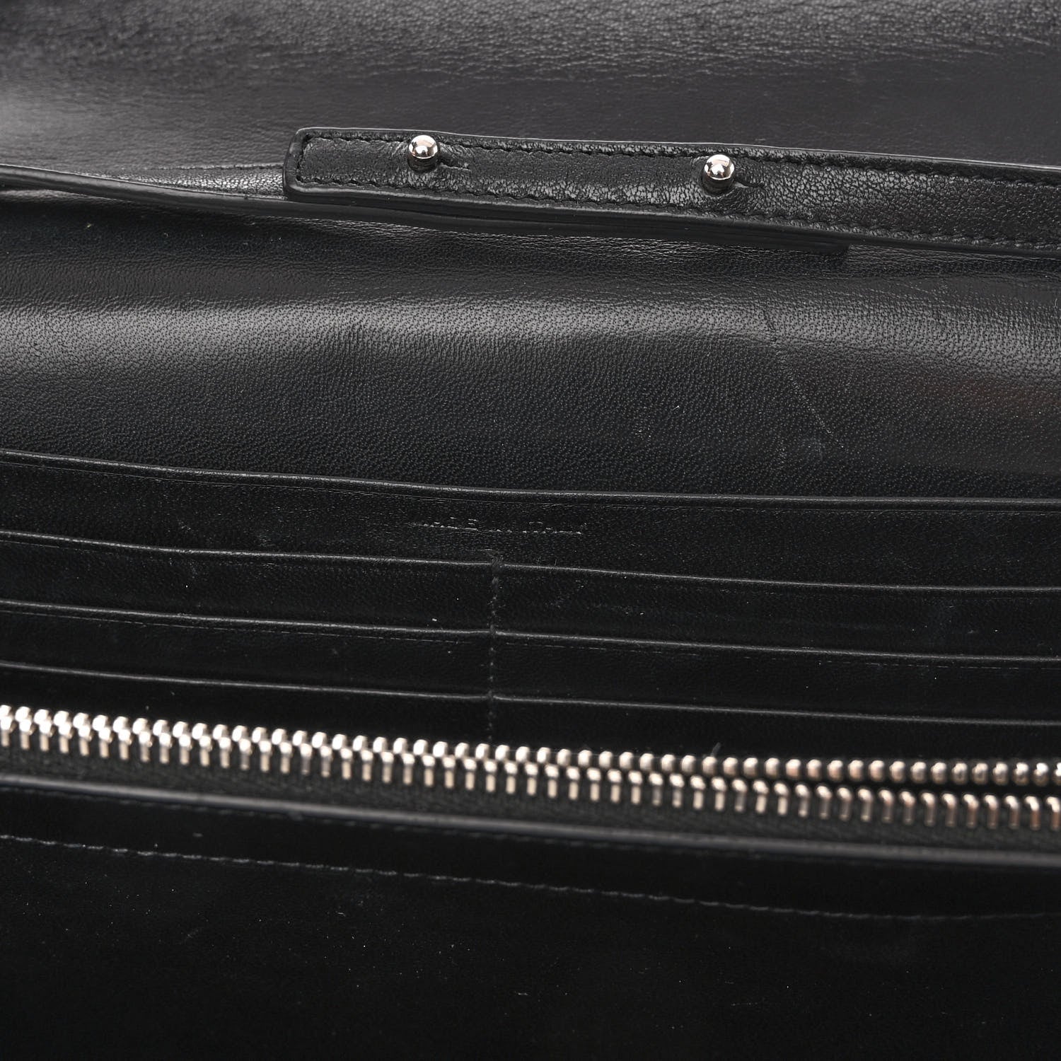 Saint Laurent Calfskin Crocodile Embossed Monogram Chain Wallet Black 7 of 10