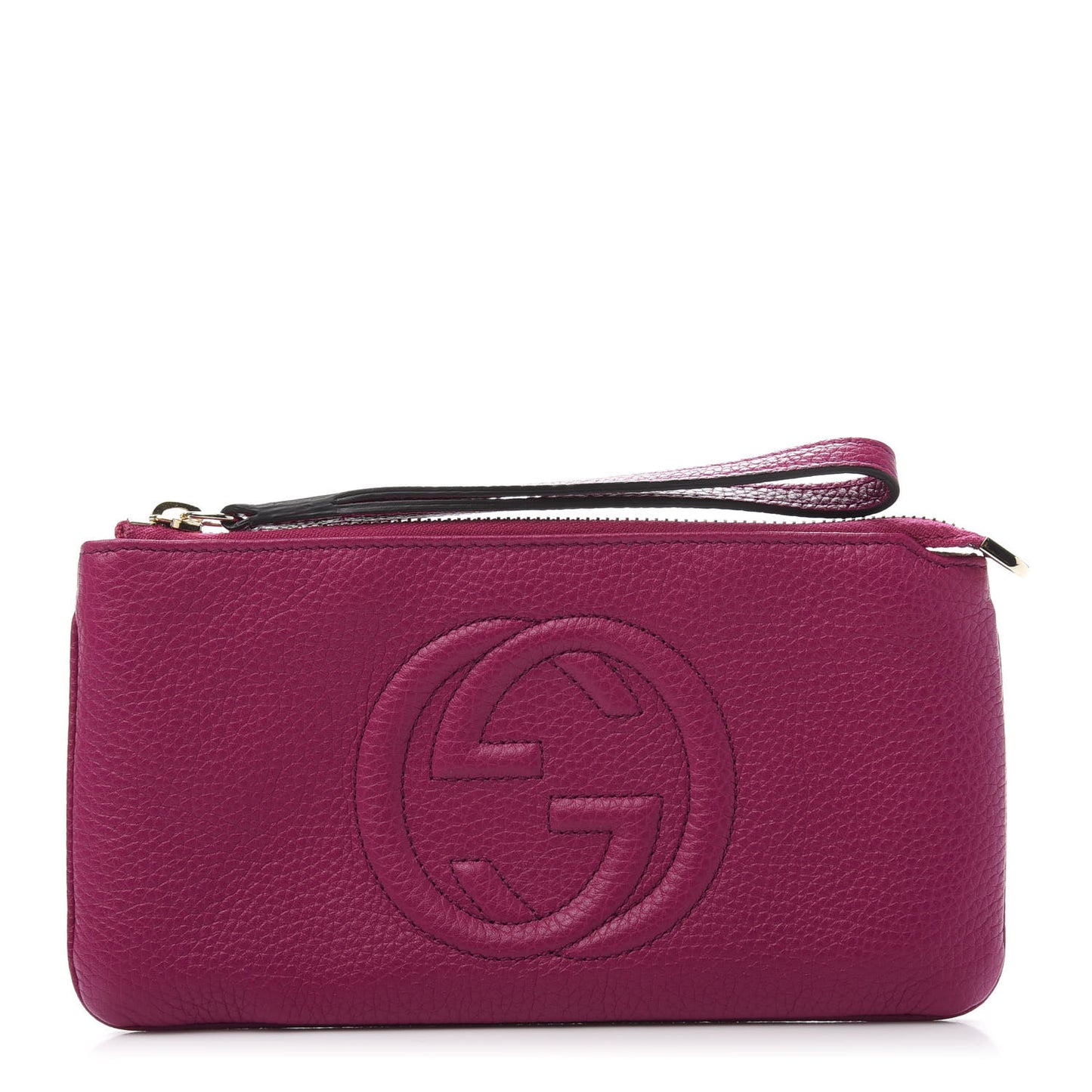 Pebbled Calfskin Soho Wristlet Bright Bougainvillea