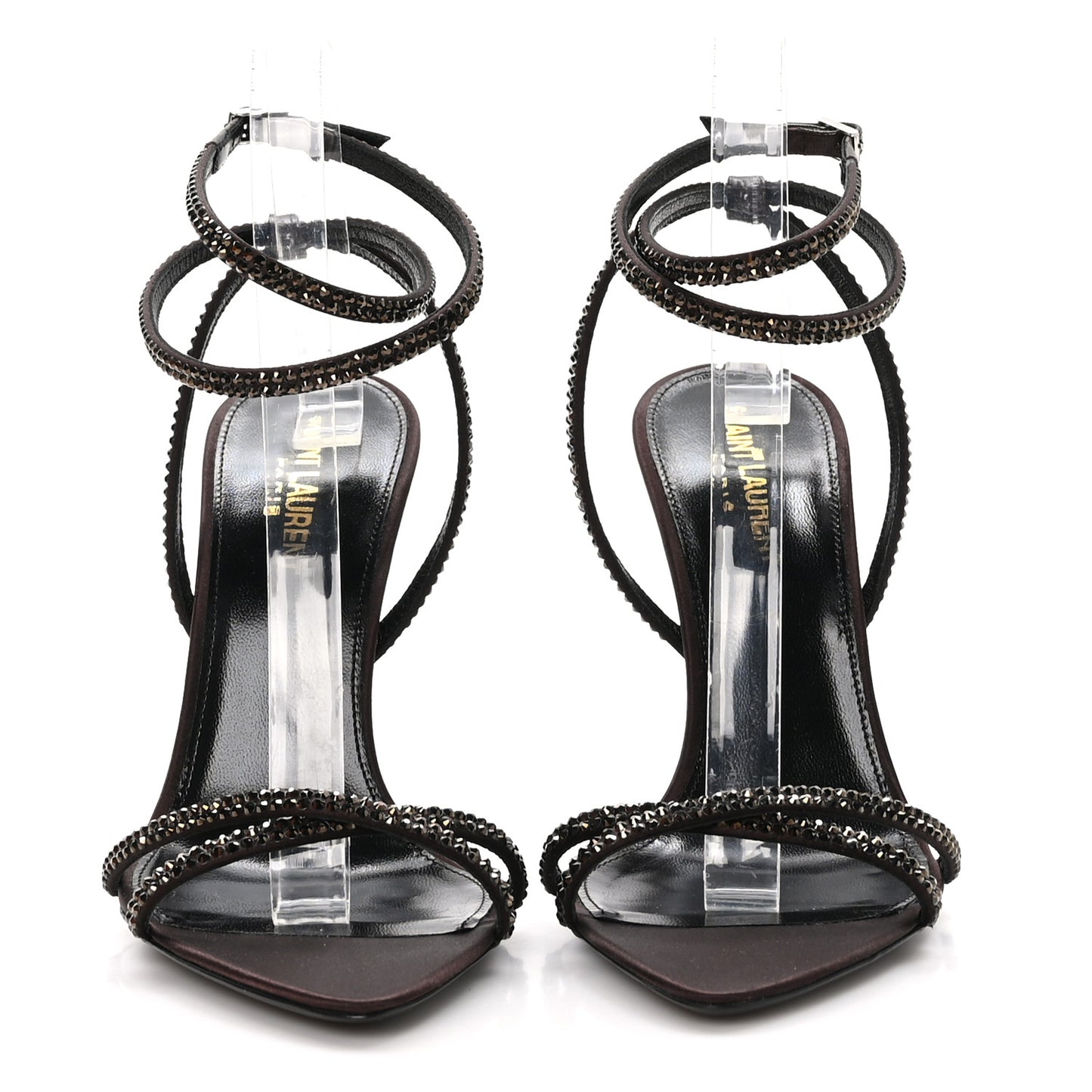 Satin Crystal Ava 105 Sandals 38.5 Amaranth