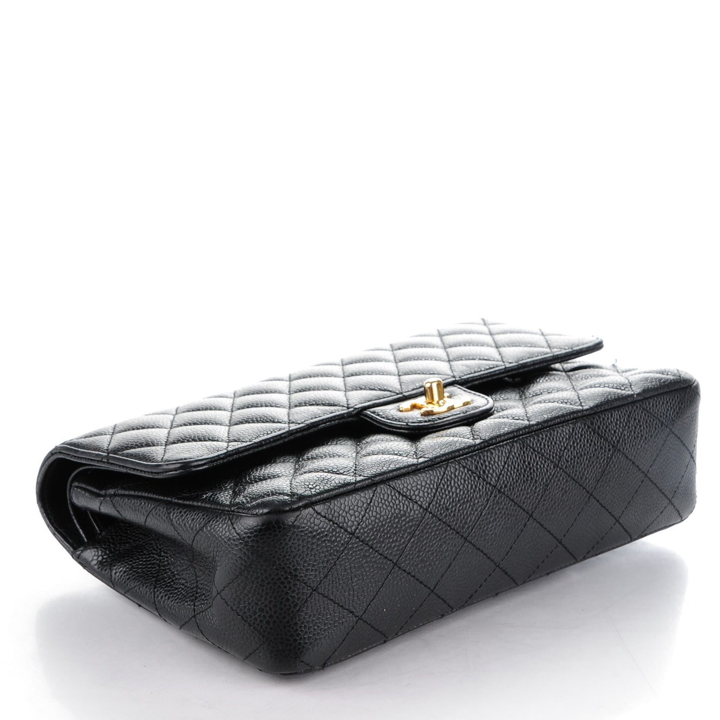 Caviar Quilted Medium Double Flap Black