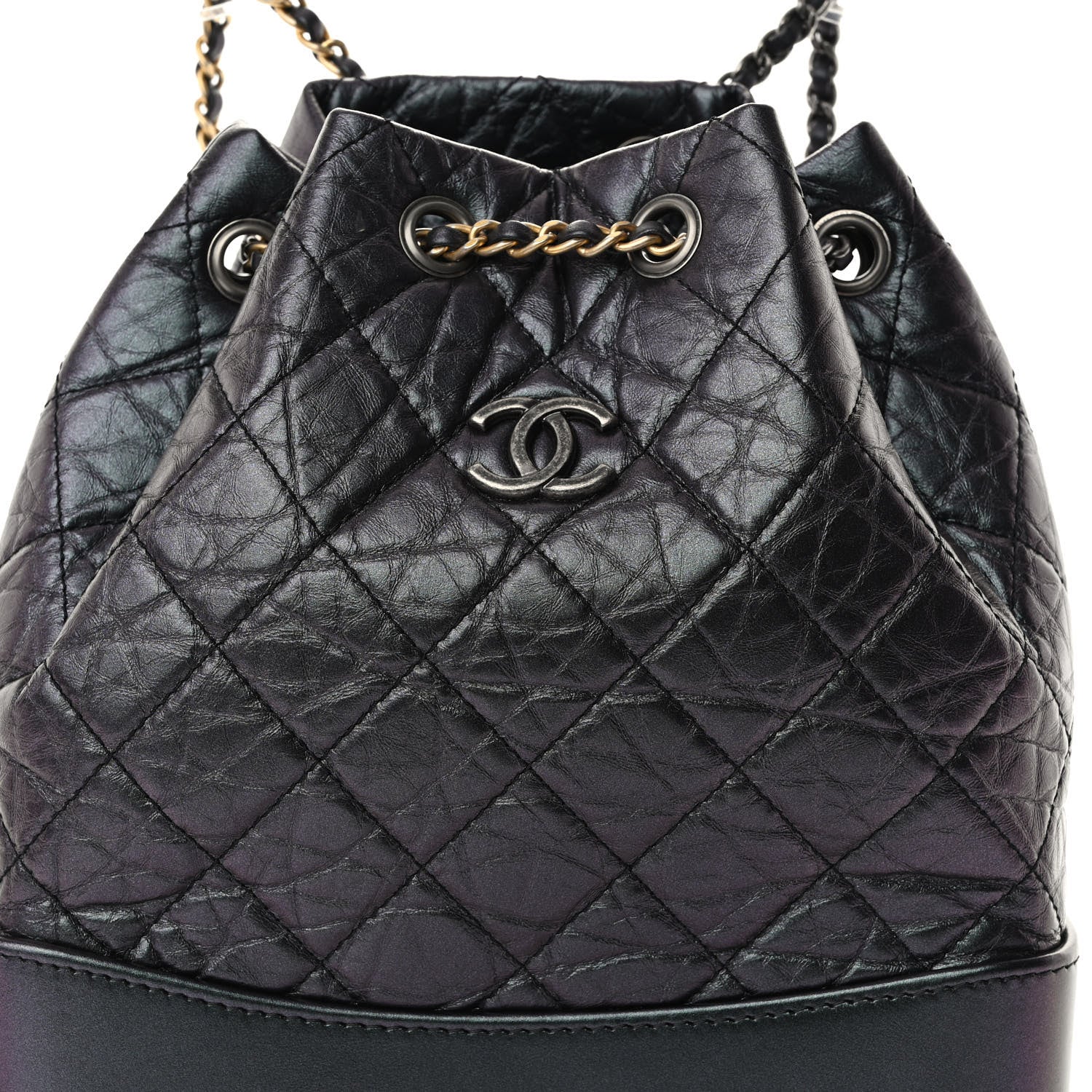 Chanel Iridescent Lambskin Calfskin Small Quilted Gabrielle Backpack Black 8 of 10