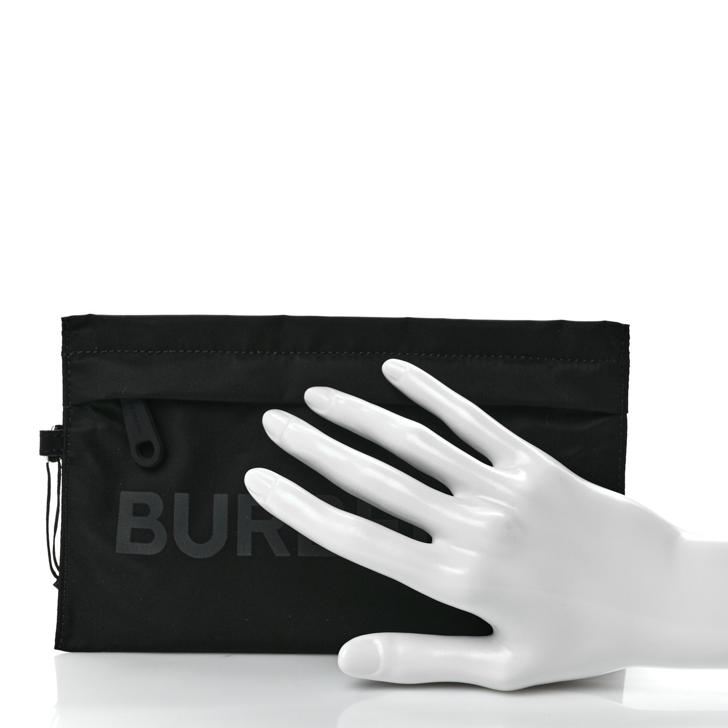 Nylon Vintage Check Print Logo Wristlet Black