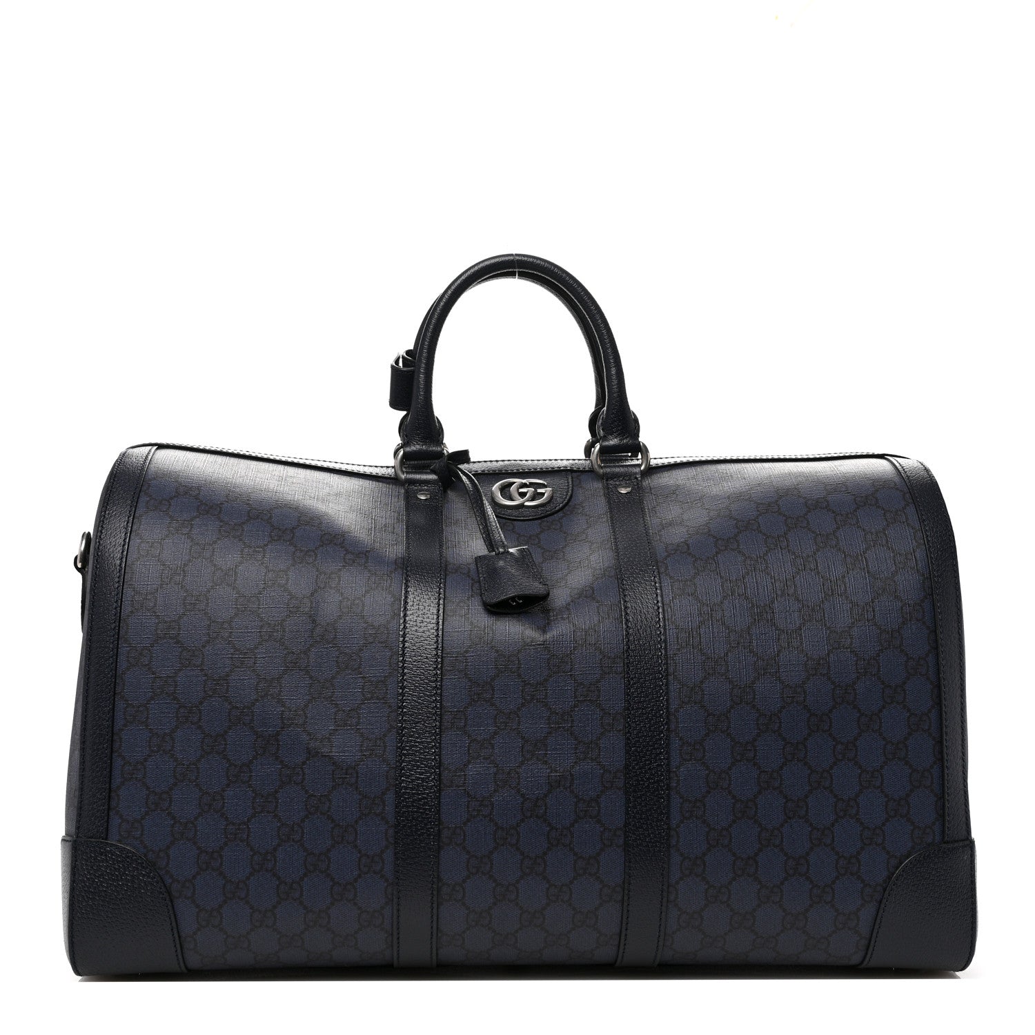 Gucci GG Supreme Monogram Textured Dollar Calfskin Large Savoy Duffle Bag Grey Black Blue 1 of 8