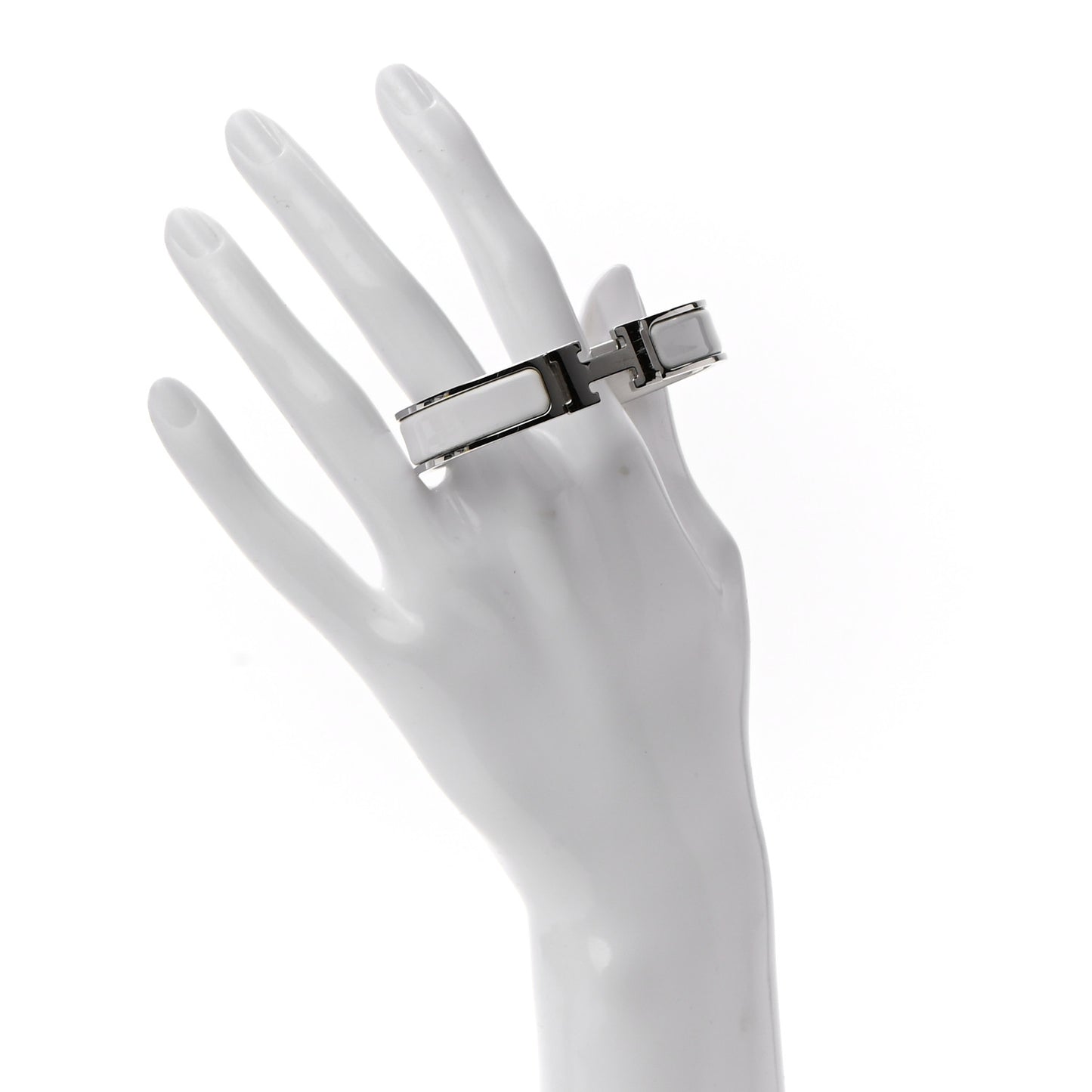 Enamel Narrow Clic Clac H Bracelet GM White