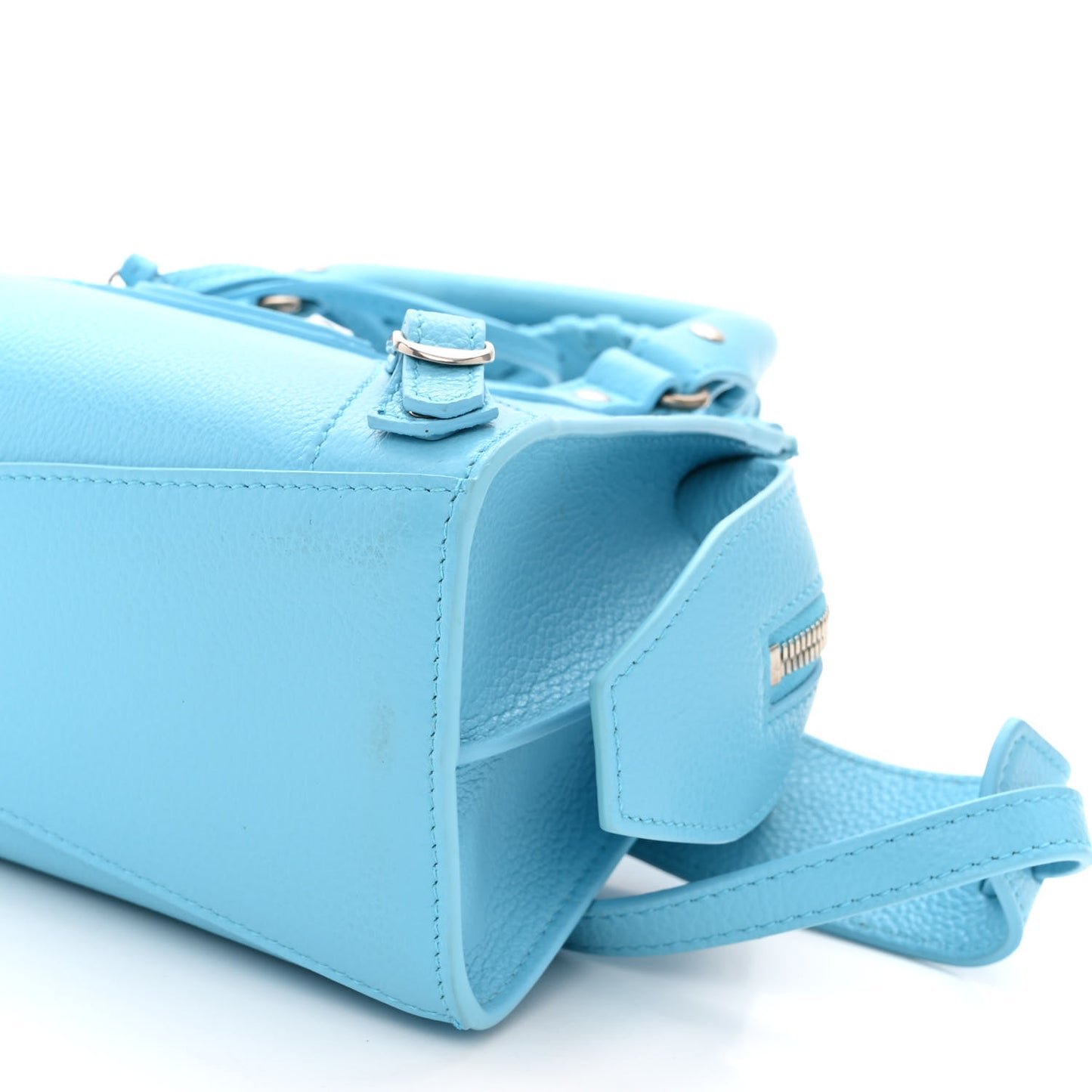Grained Calfskin Neo Classic Silver Hardware Mini City Azur