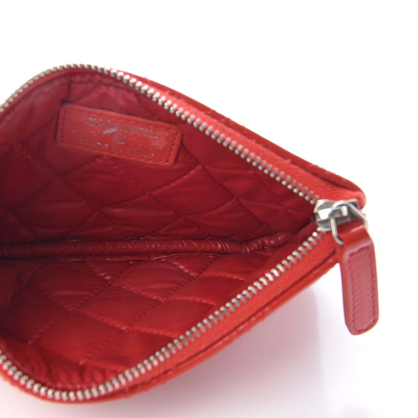 Patent Quilted Small Cosmetic Case Red