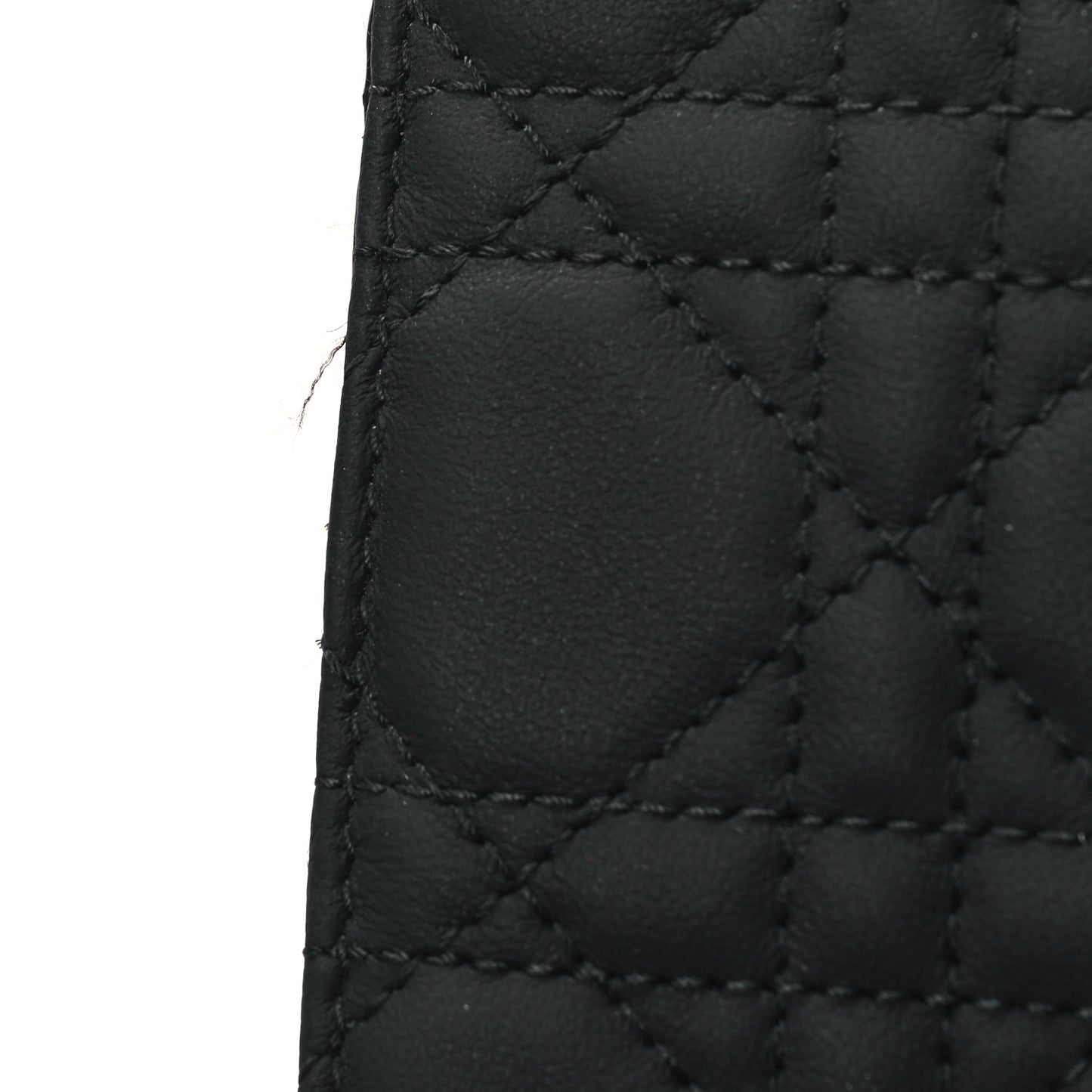 Ultra Matte Calfskin Cannage Lady Dior Zip Wallet With Strap Black