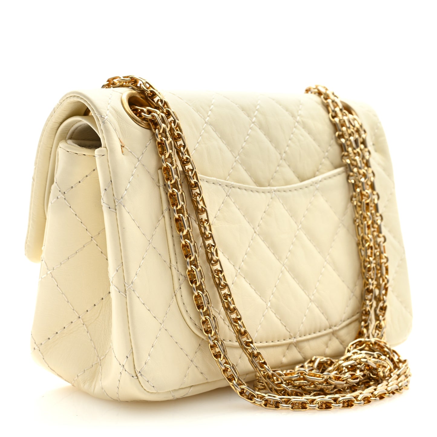 Aged Calfskin Quilted 2.55 Reissue Mini Flap White