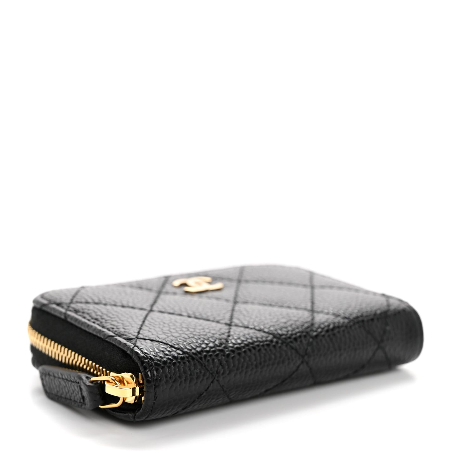 Caviar Quilted Zip Coin Purse Black