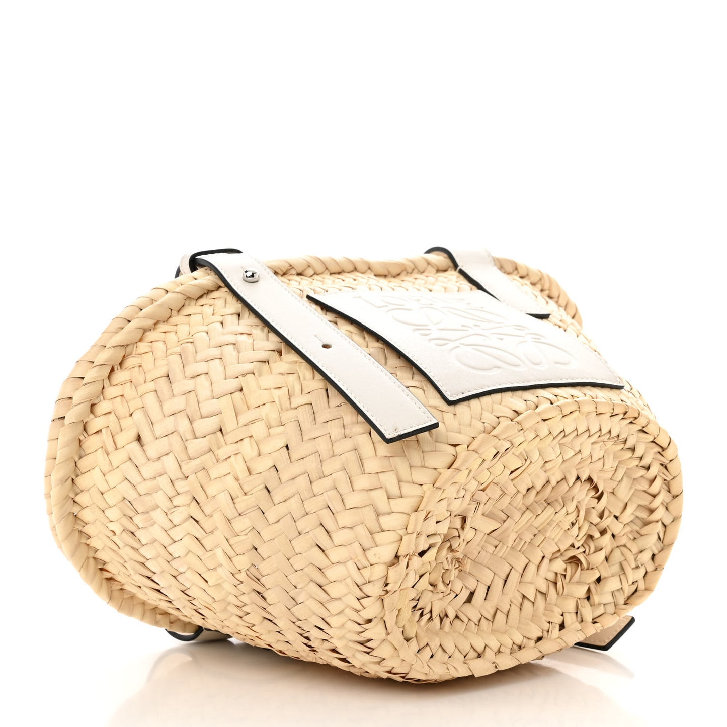 Raffia Small Basket Tote Bag Natural White