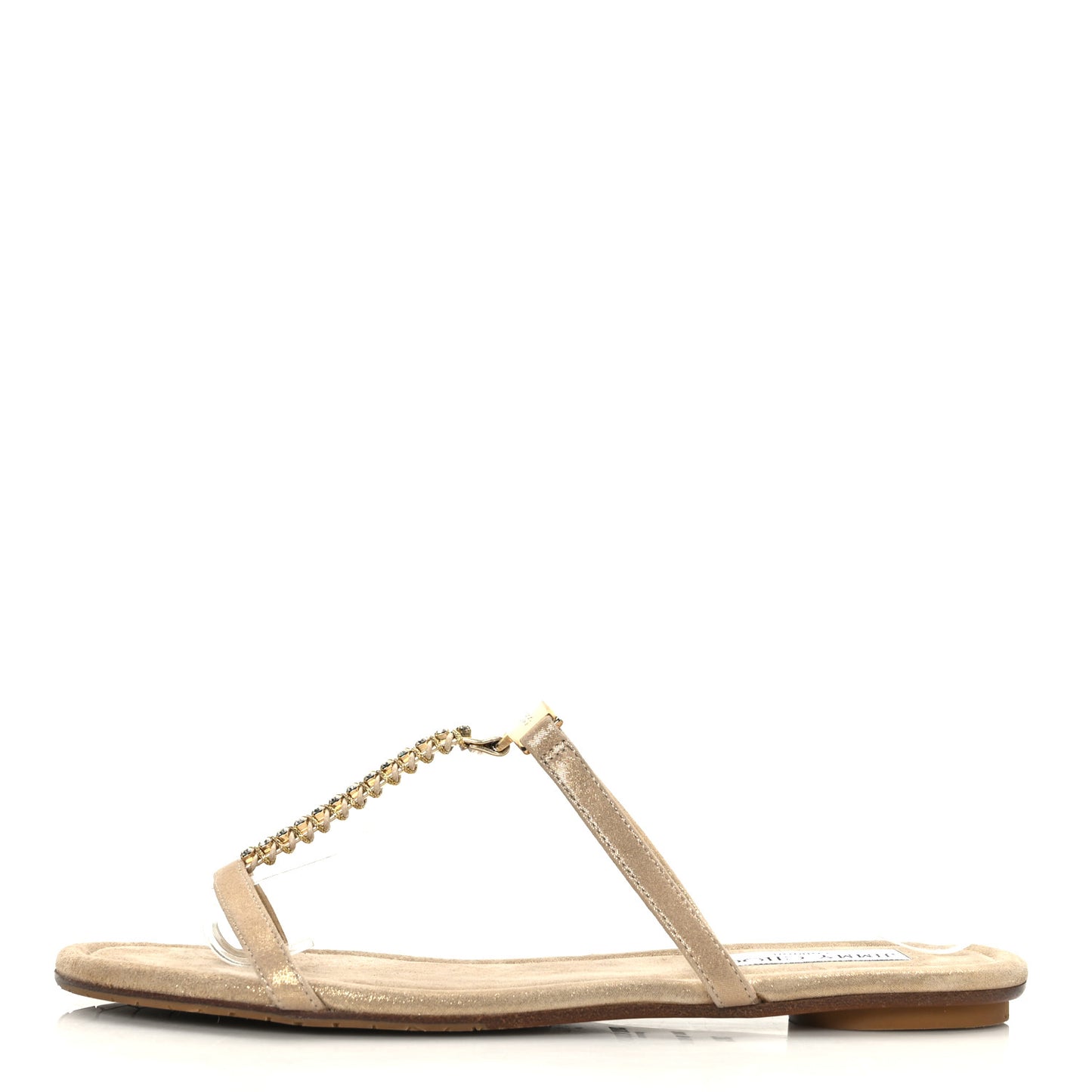 Metallic Calfskin Thong Sandals 38.5 Champagne