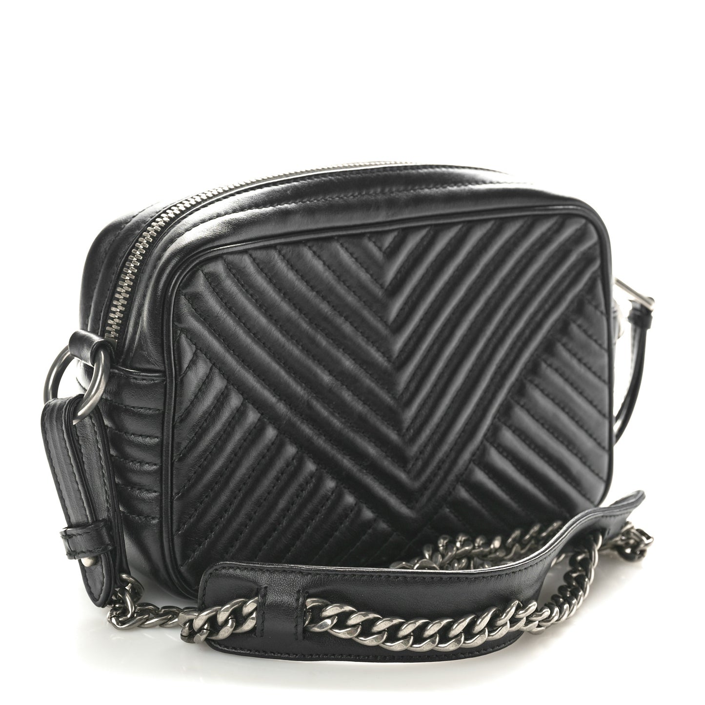 Soft Calfskin Impunture Diagramme Camera Bag Black