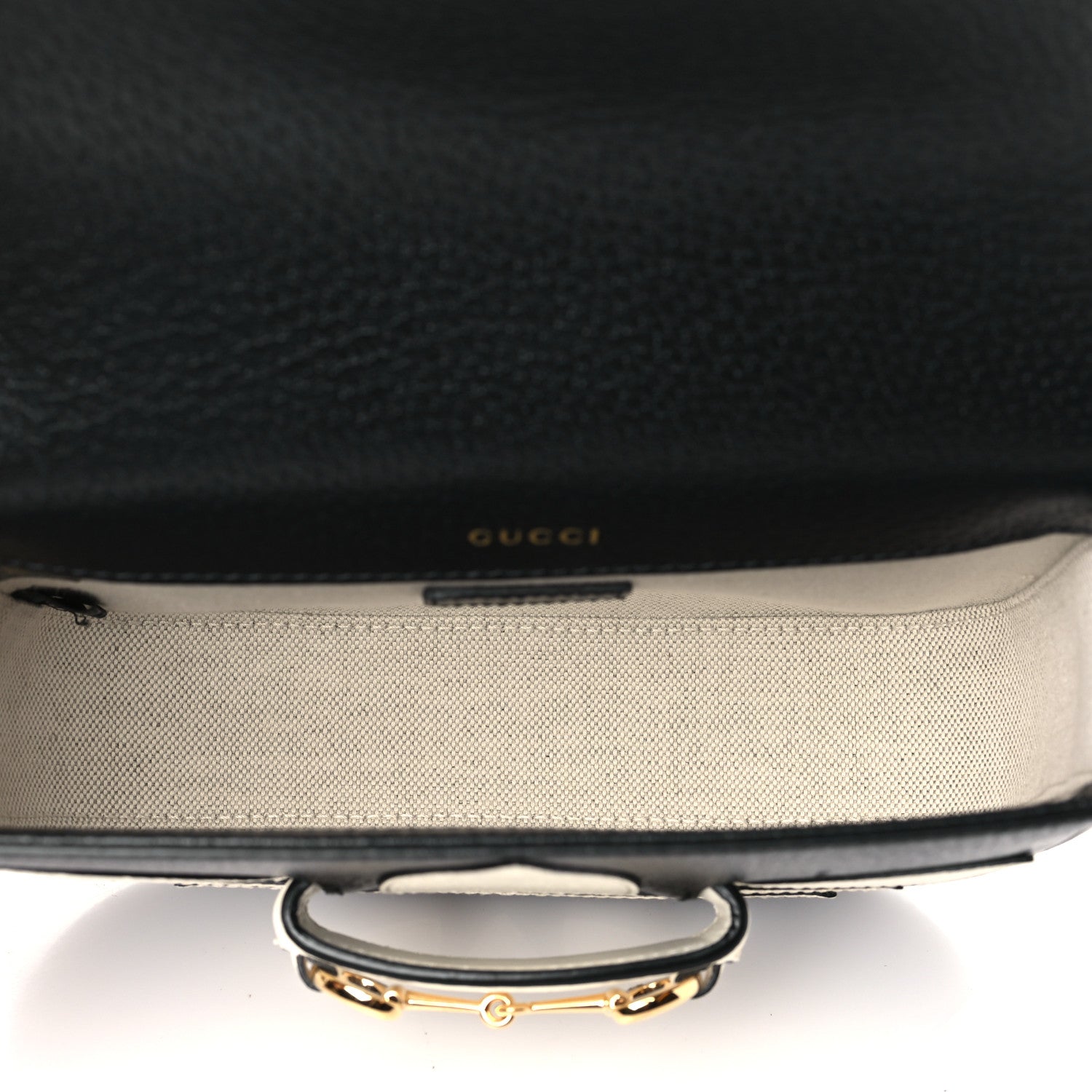 Gucci X ADIDAS Textured Dollar Calfskin Web Trefoil Mini Horsebit 1955 Shoulder Bag Black Off White 5 of 10