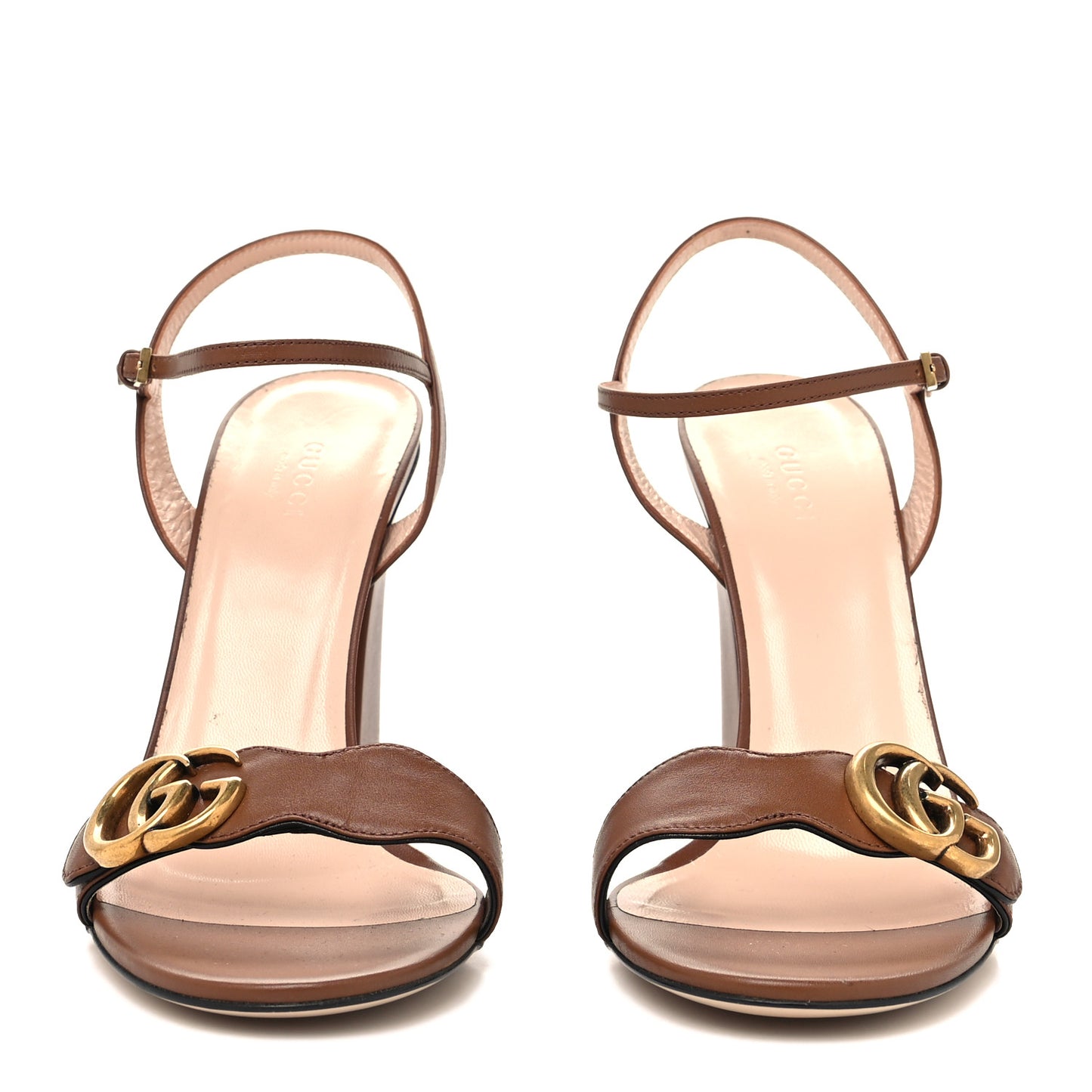 Lifford Calfskin GG Marmont Ankle Wrap 105mm Sandals 40 Cognac