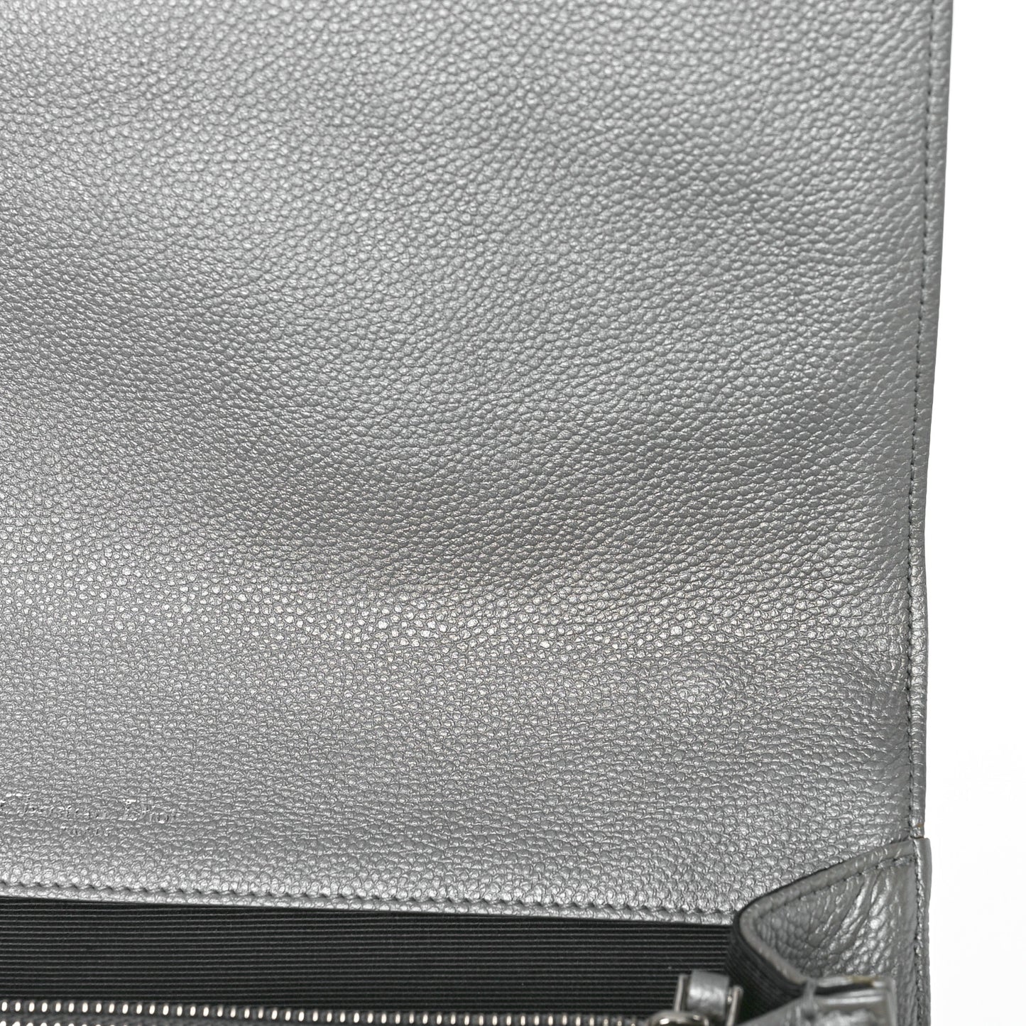 Metallic Grained Calfskin Diorama Satchel Silver