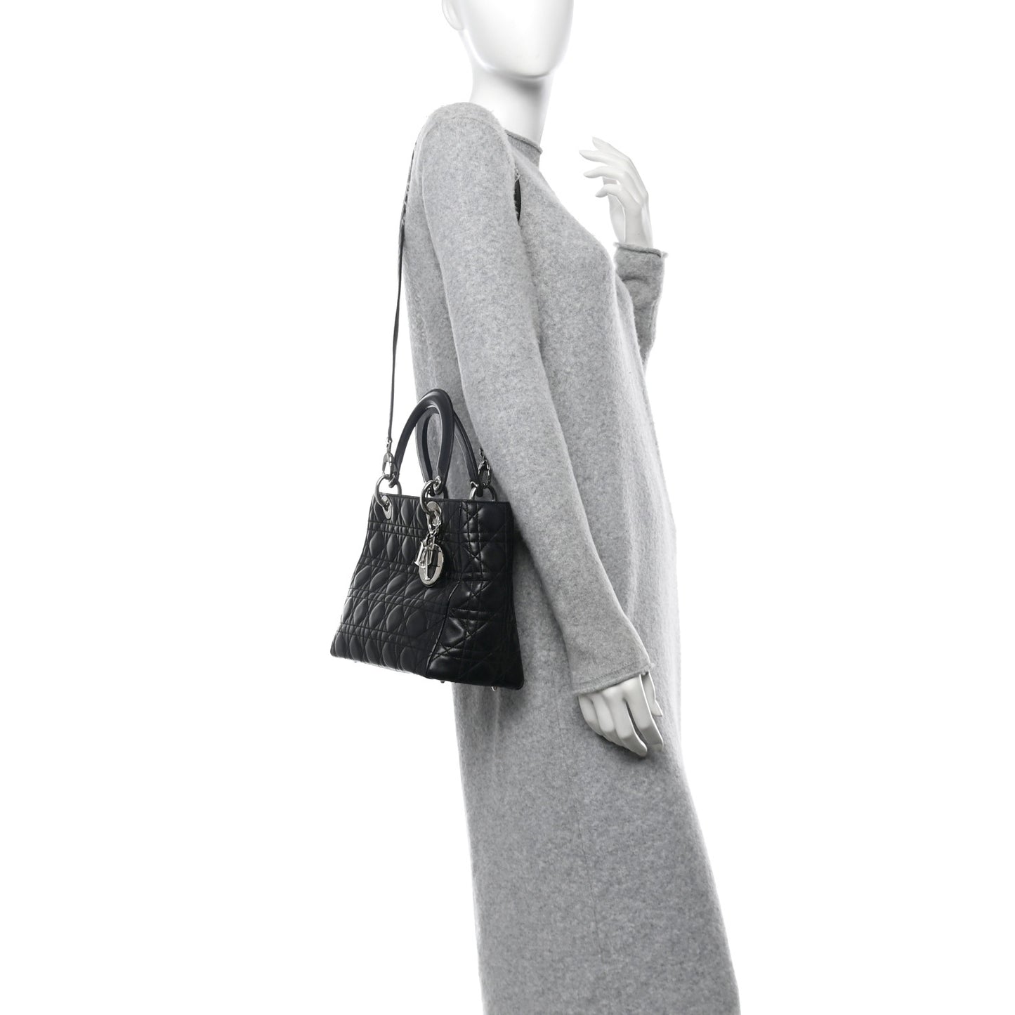 Lambskin Cannage Medium Lady Dior Black