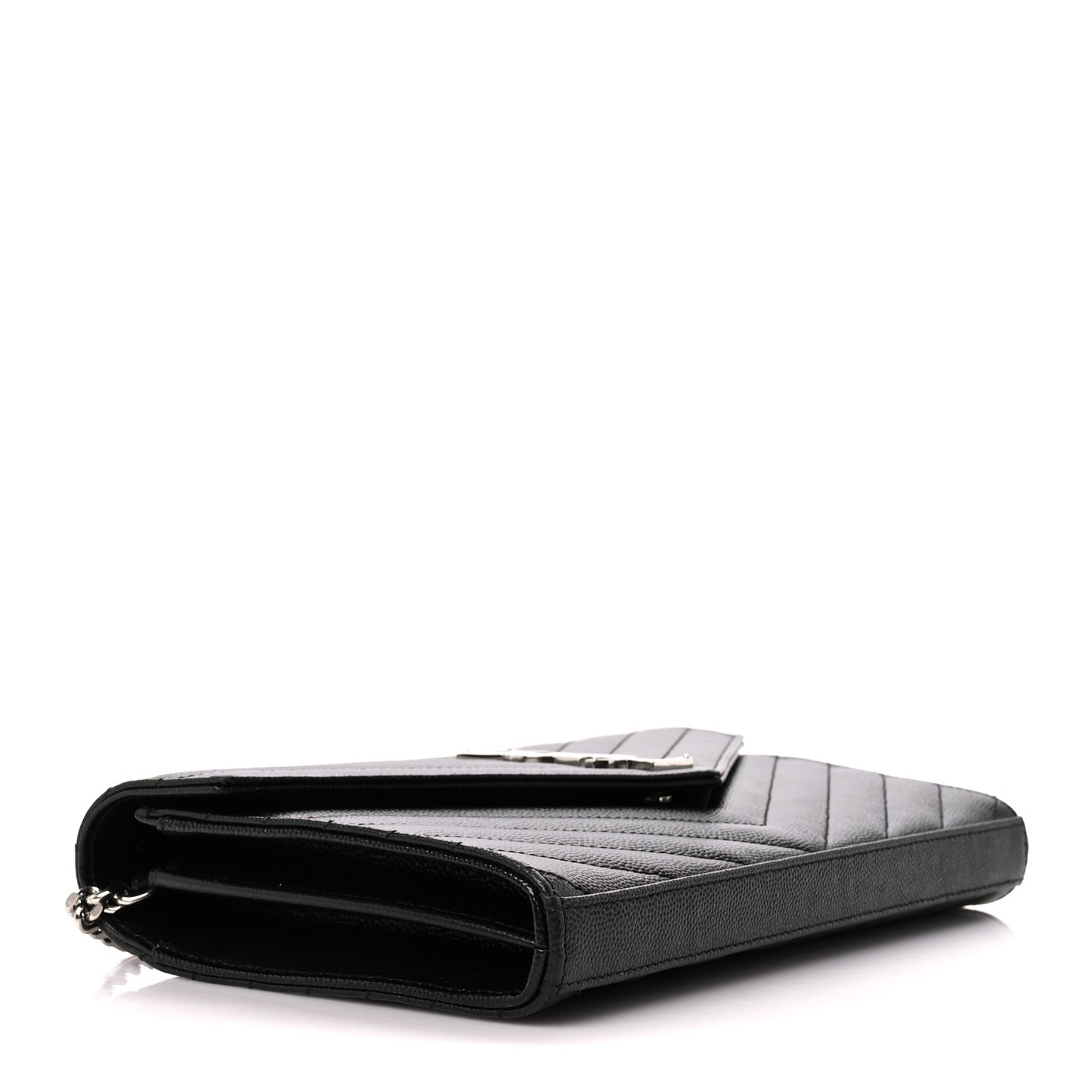 Grain De Poudre Matelasse Chevron Monogram Chain Wallet Black