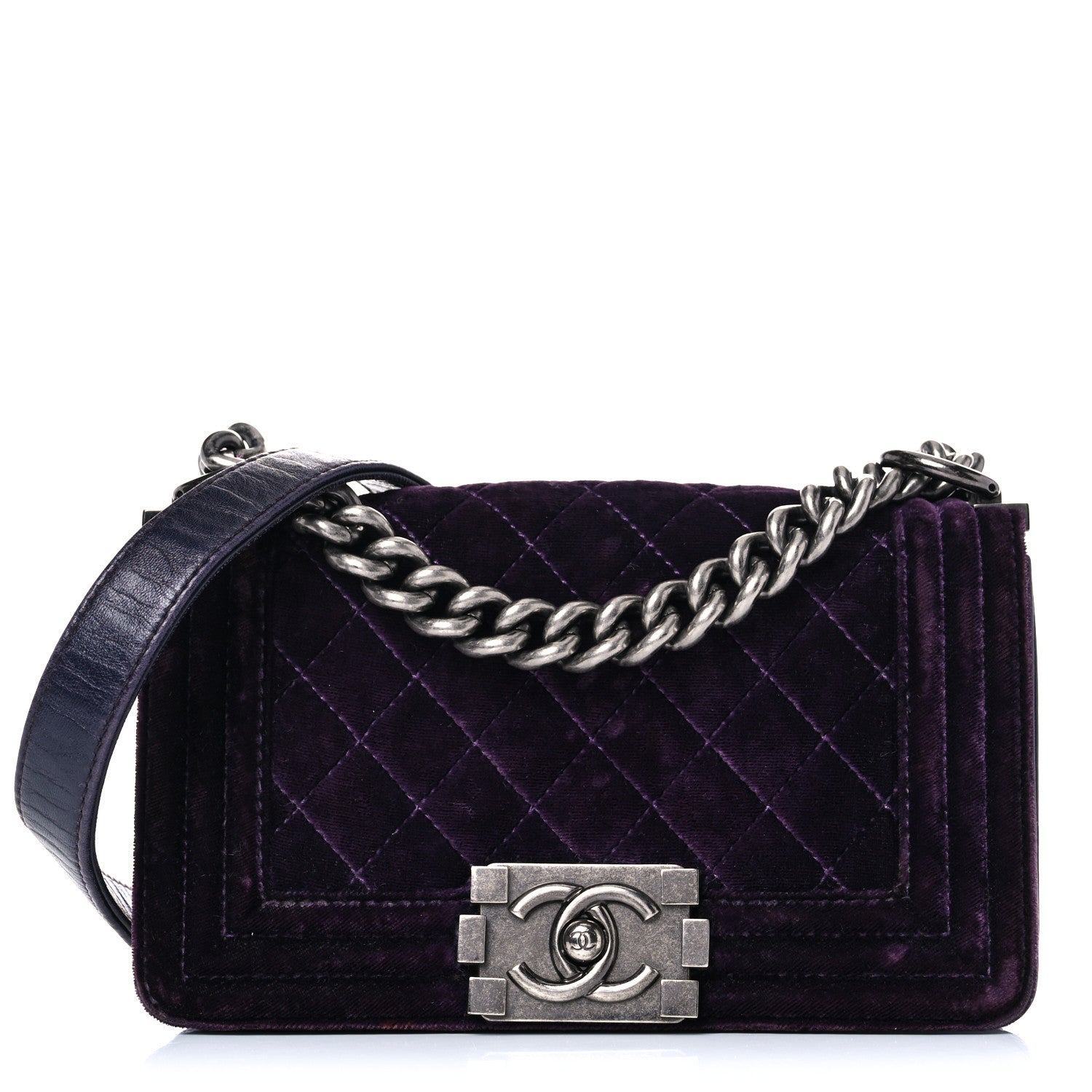 Chanel Velvet Quilted Small Boy Flap Purple 1 of 20