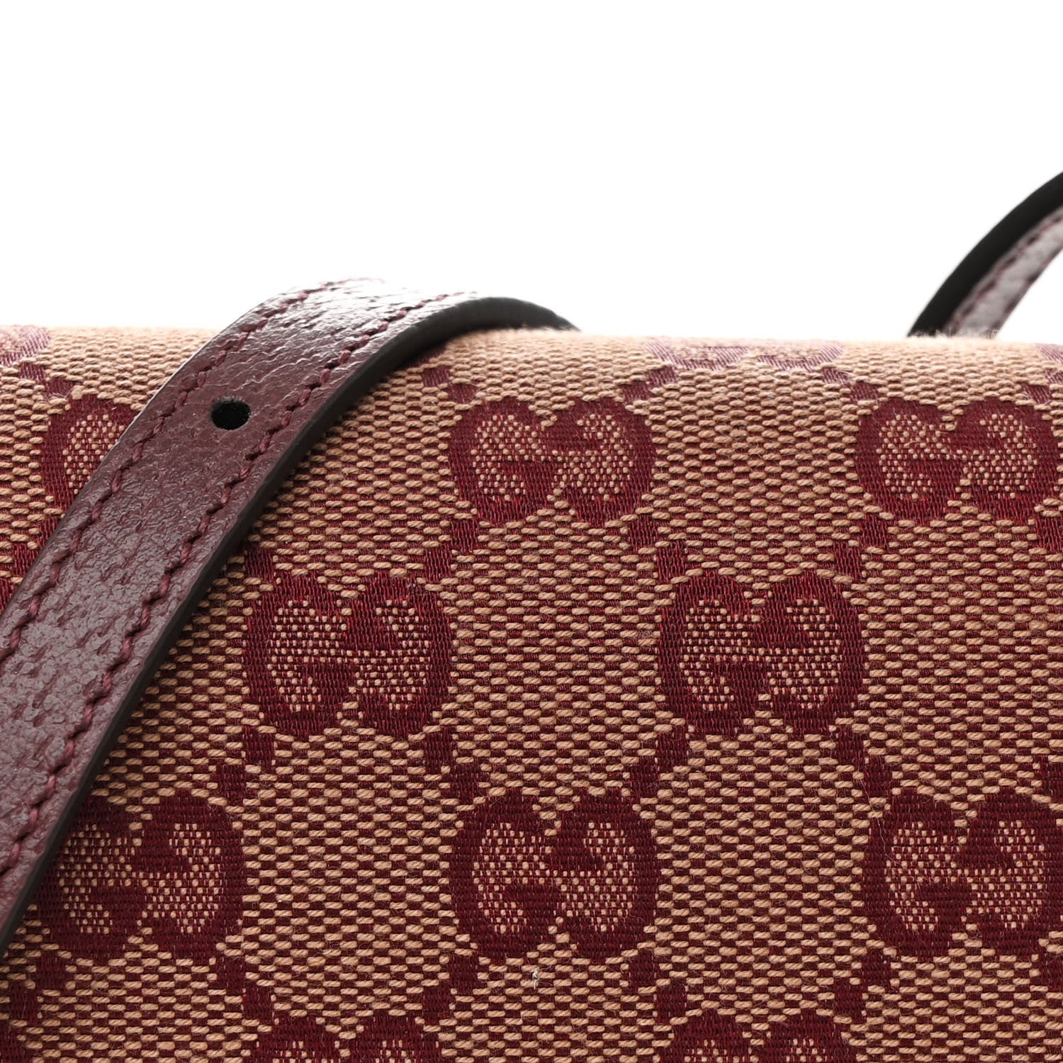 Gucci Monogram Textured Dollar Calfskin Mini Horsebit 1955 Crossbody Bag Sahara Rubino Chardonnay 8 of 11