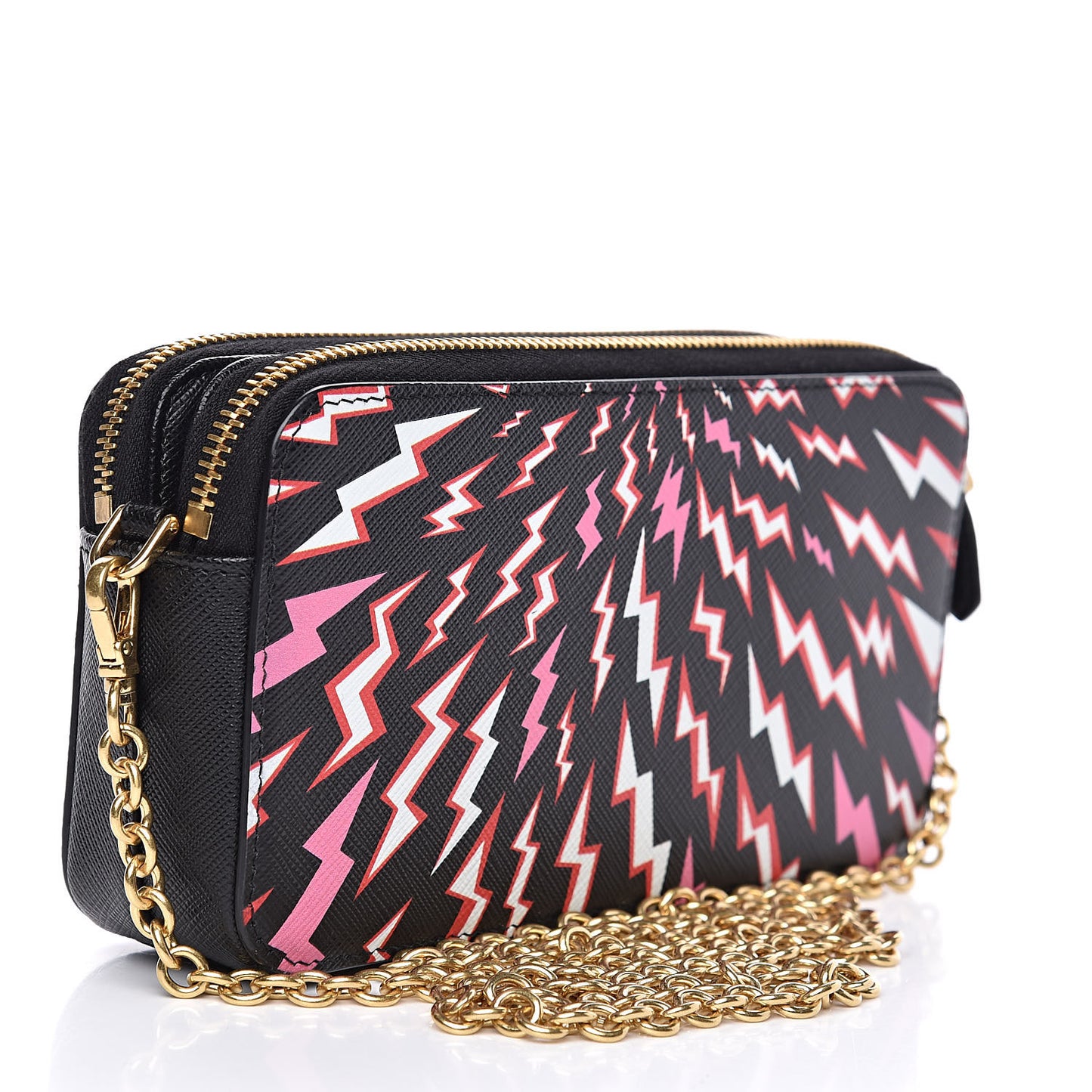 X UNIVERSAL STUDIOS Saffiano Thunder Frankenstein Mini Double Zip Chain Crossbody Bag Lacca