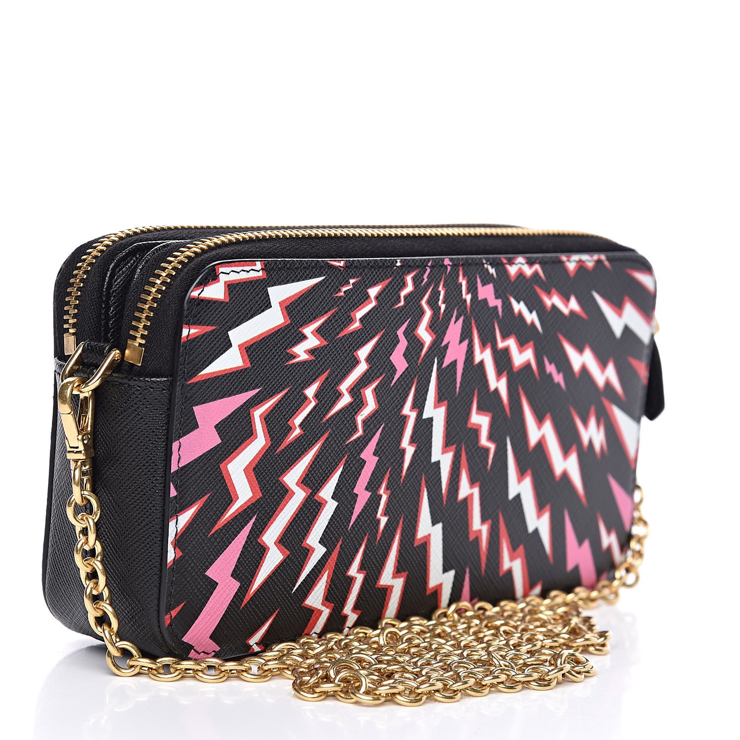 Prada X UNIVERSAL STUDIOS Saffiano Thunder Frankenstein Mini Double Zip Chain Crossbody Bag Lacca 3 of 11