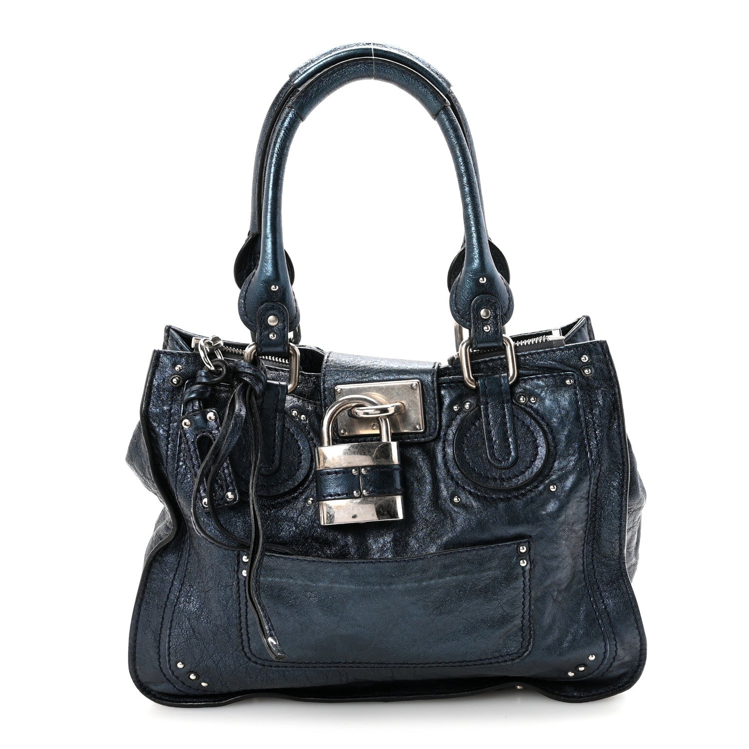 Chloeパディントンメタリックシルバー Chloe パディントン ミディアム ハンドバッグ メタリックグレー