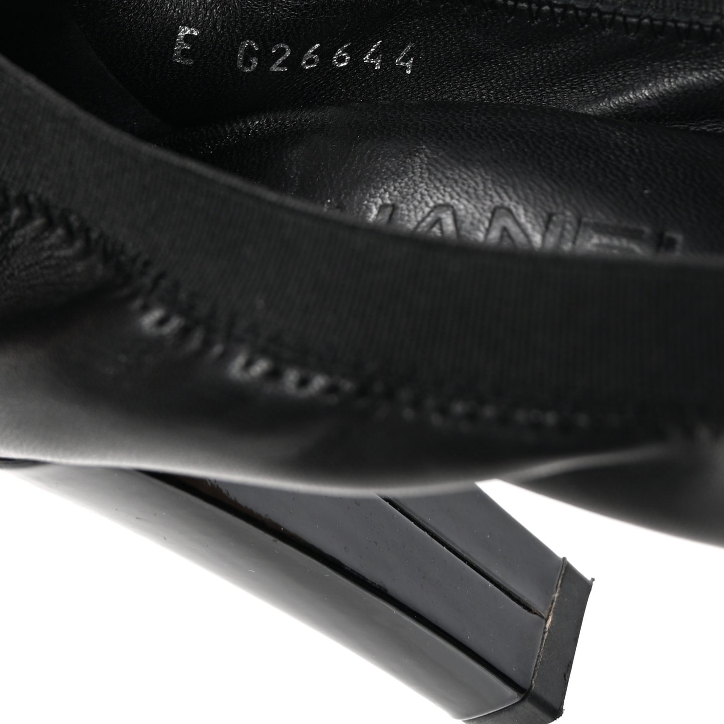 Lambskin Patent CC Elastic Cap Toe Ballerina Pumps 36 Black