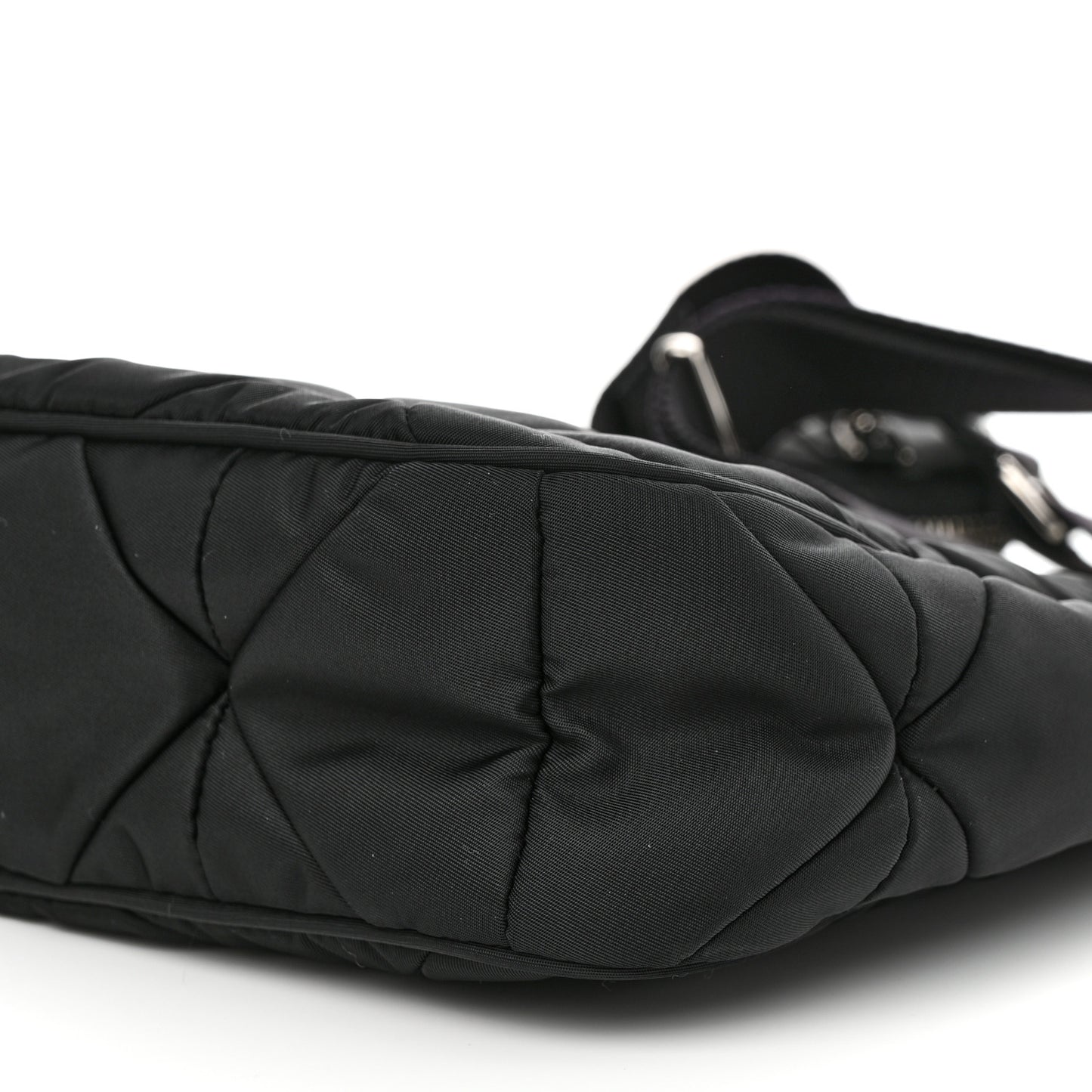 Re-Nylon Triangle Padded Patchwork Shoulder Bag Black