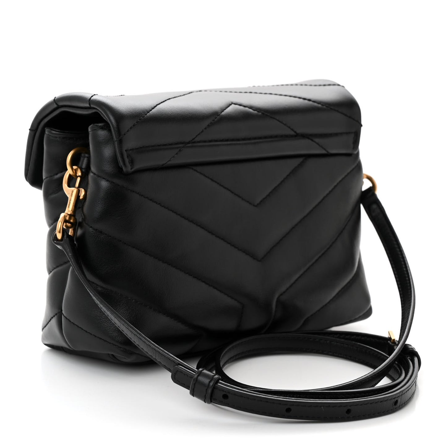 Calfskin Y Quilted Monogram Toy Loulou Crossbody Bag Black