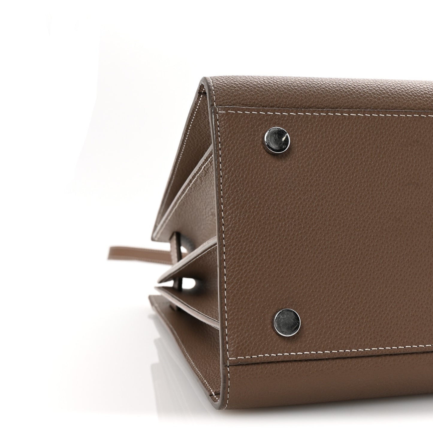 Grained Calfskin Topstitch Small Classic Sac De Jour Taupe