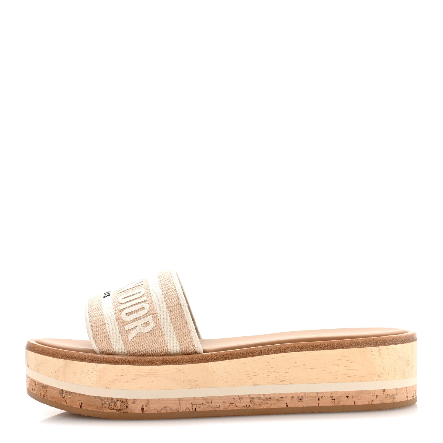 Christian Dior Raffia Dioriviera Embroidered Dway Platform Slide