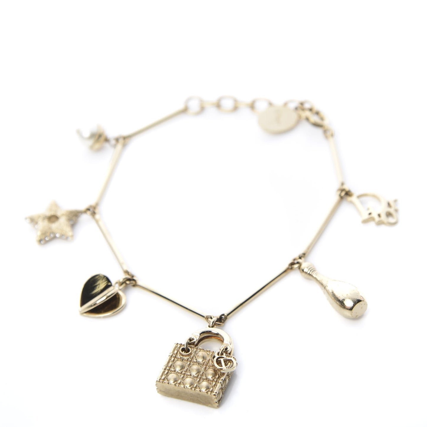 Crystal Pearl Charm Bracelet Gold