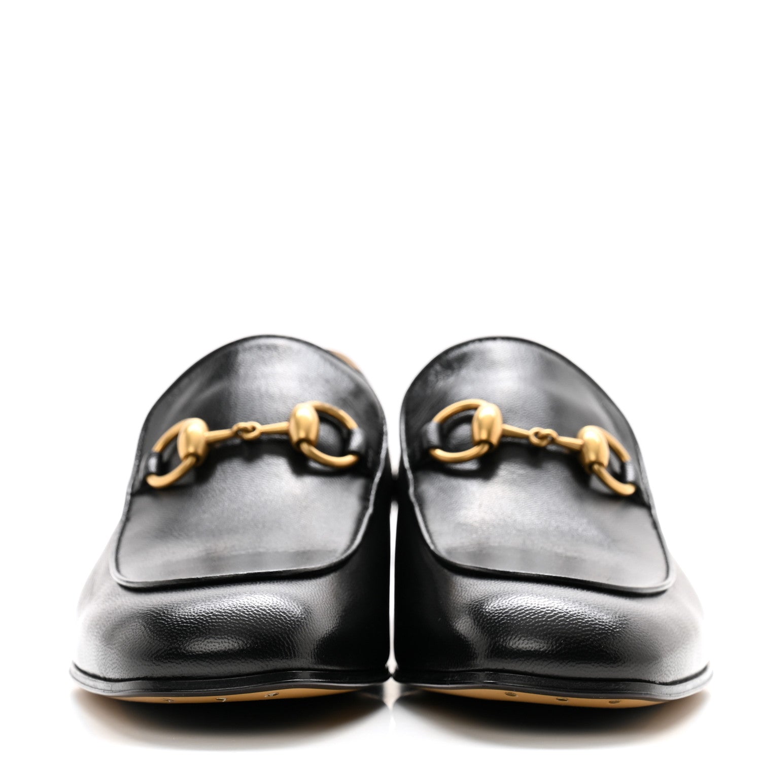 Gucci Goatskin Womens Horsebit Mid-Heel Loafers 38 Black 2 of 9