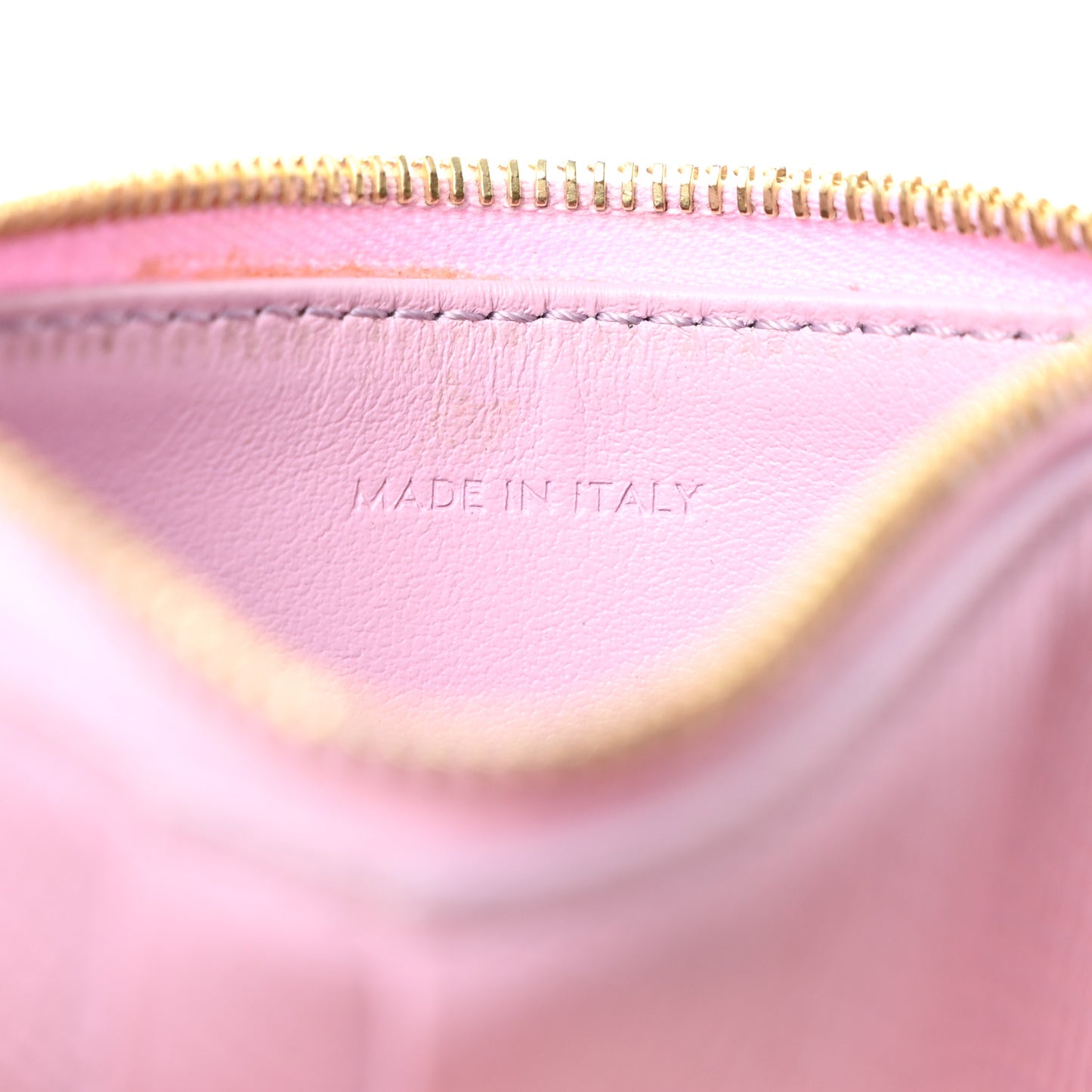 Grained Calfskin Zipped Card Holder Pink
