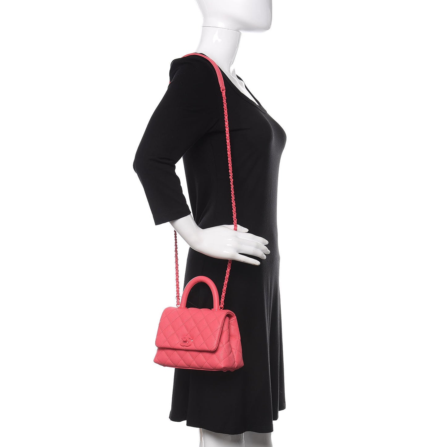 Caviar Quilted Incognito Extra Mini Coco Handle Flap Pink