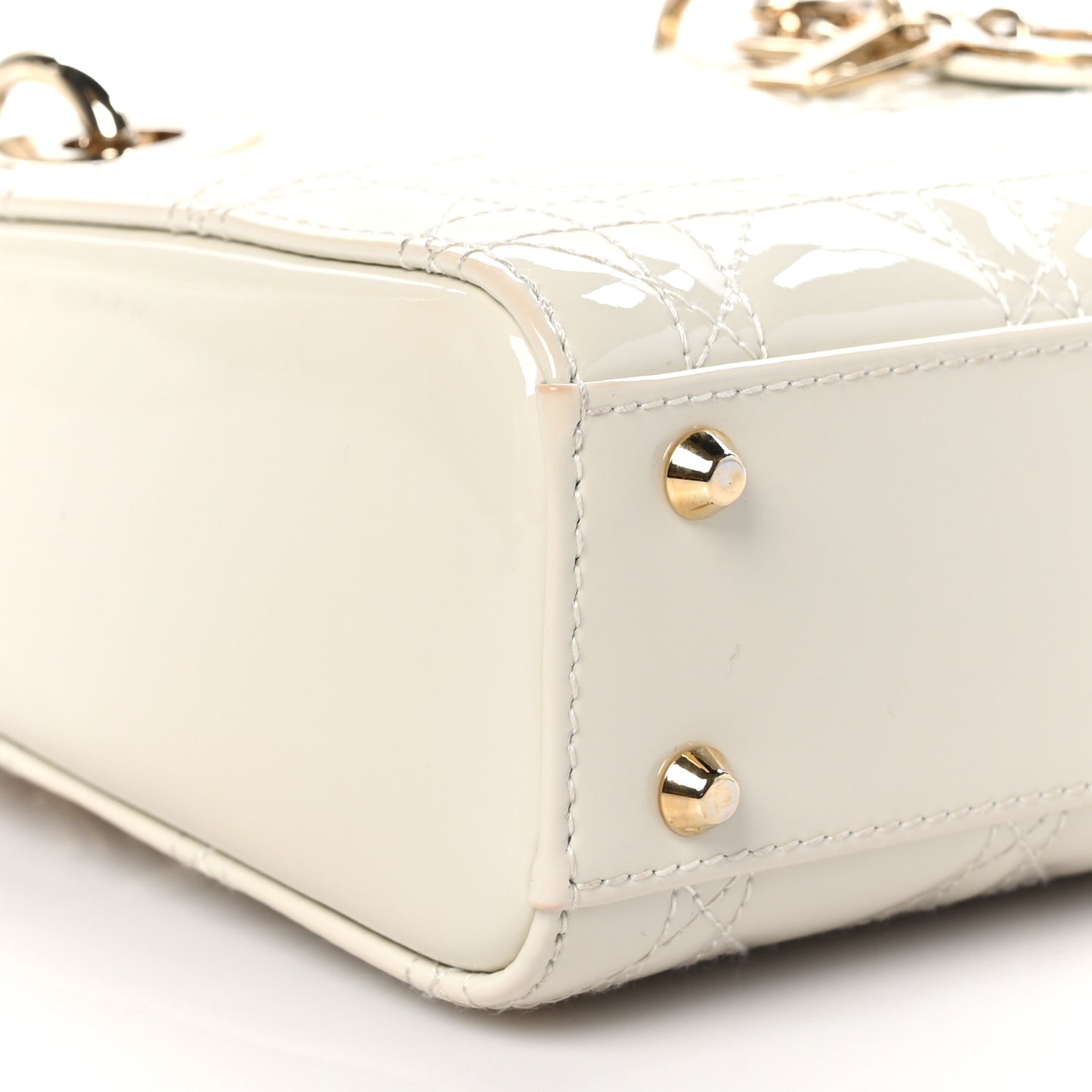 Patent Cannage Mini Lady Dior Latte