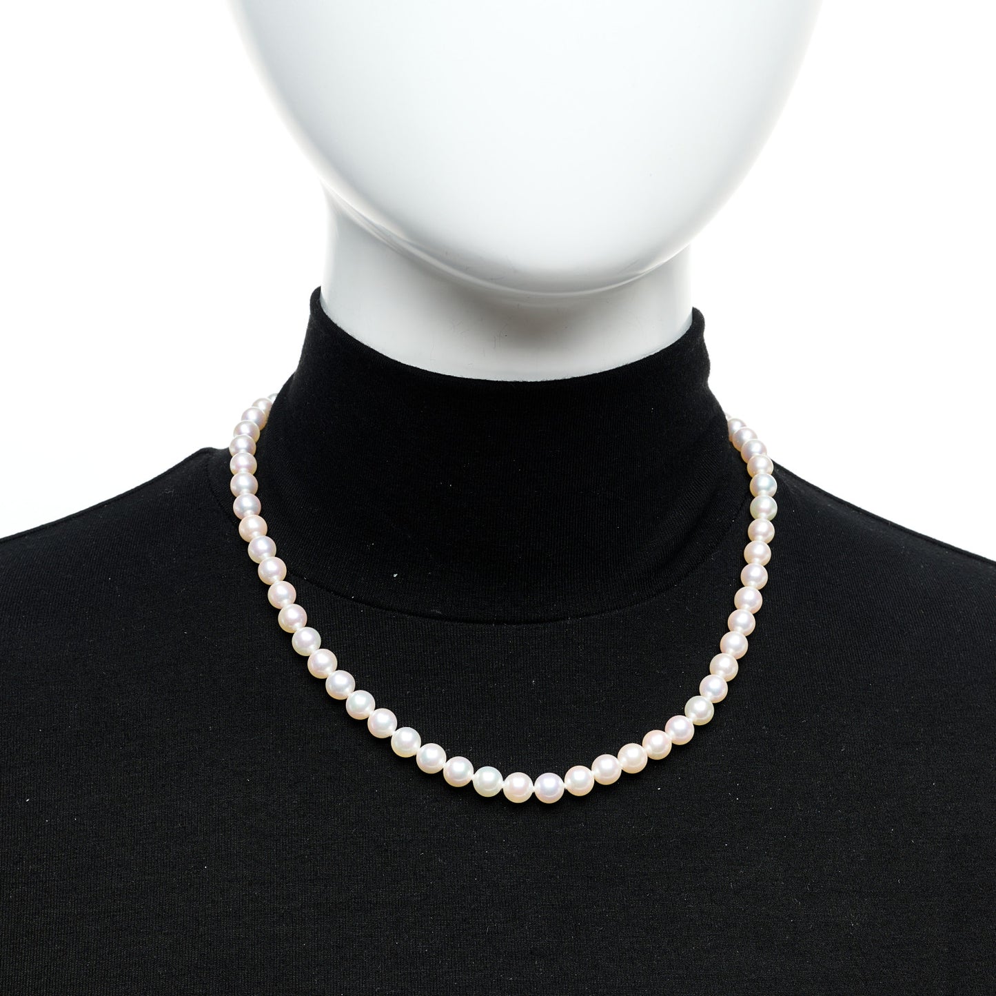 18K White Gold Akoya Cultured Pearl 6.5-7mm Strand Necklace 18"