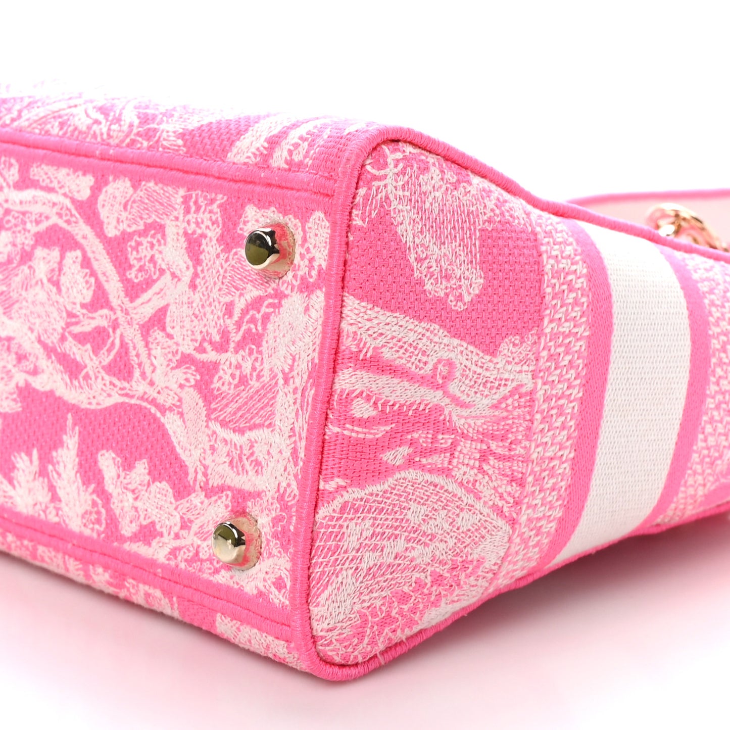 Canvas Toile De Jouy Reverse Embroidered Medium Lady D-Lite Fluorescent Pink