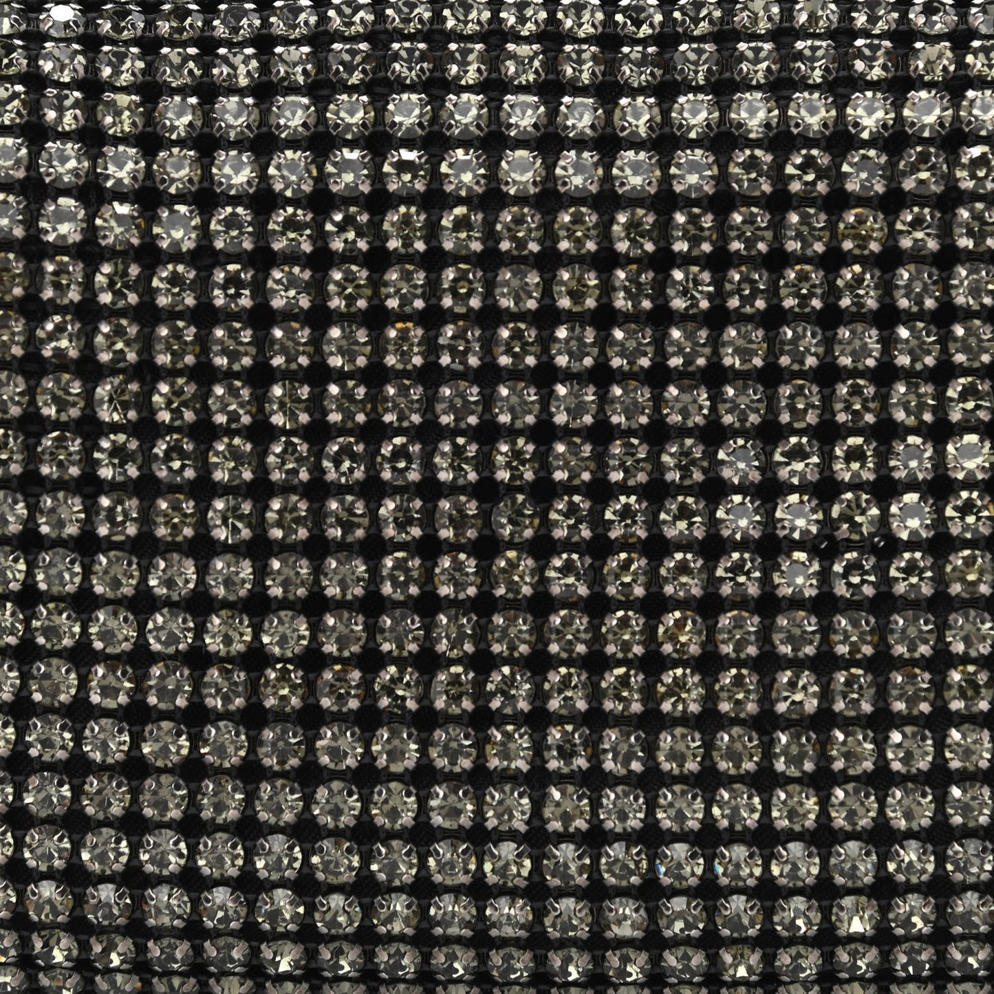 Mesh Crystal Rhinestone Mini Heiress Pouch Black Silver