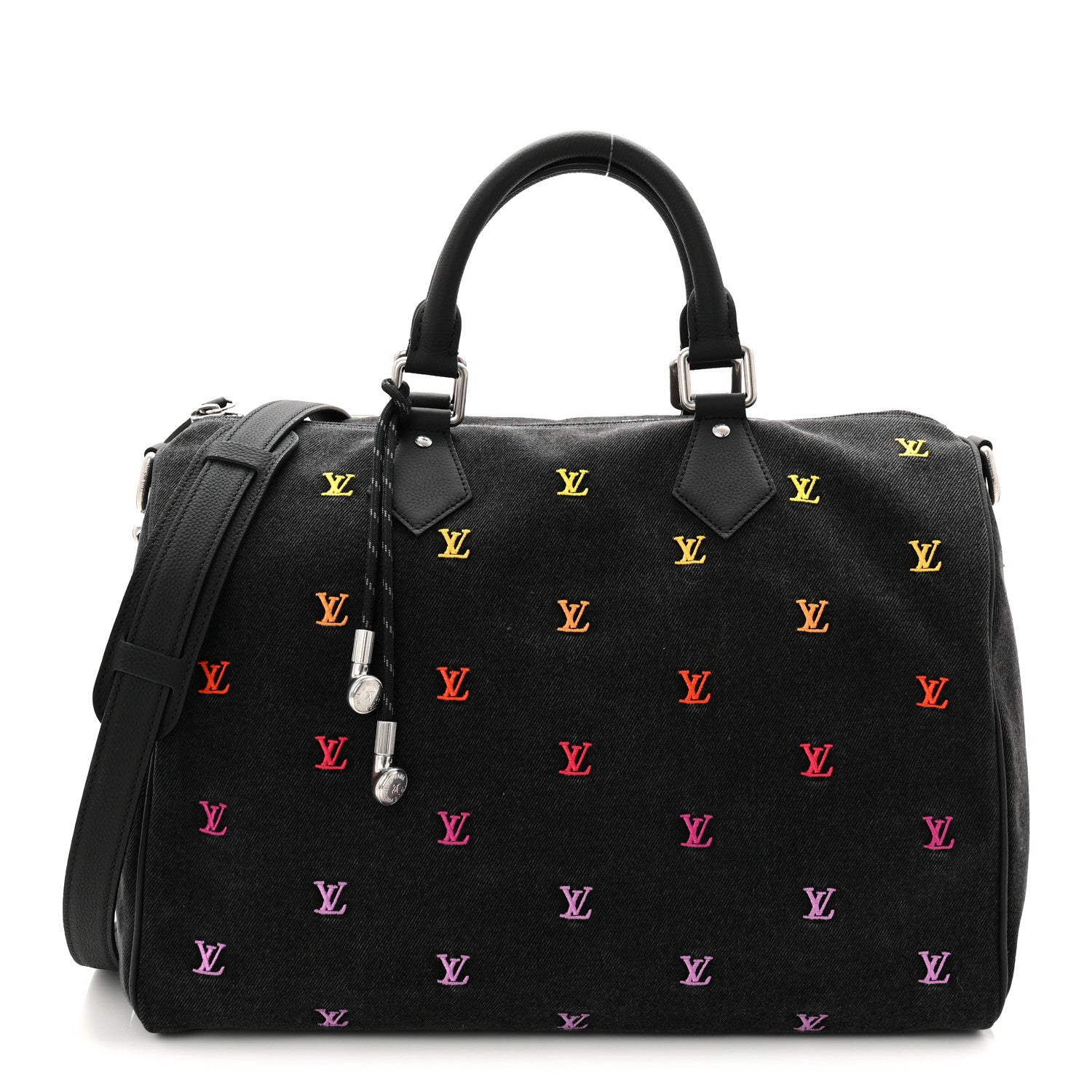 Louis Vuitton LV Blason Denim Calfskin Speedy Bandouliere 40 Black