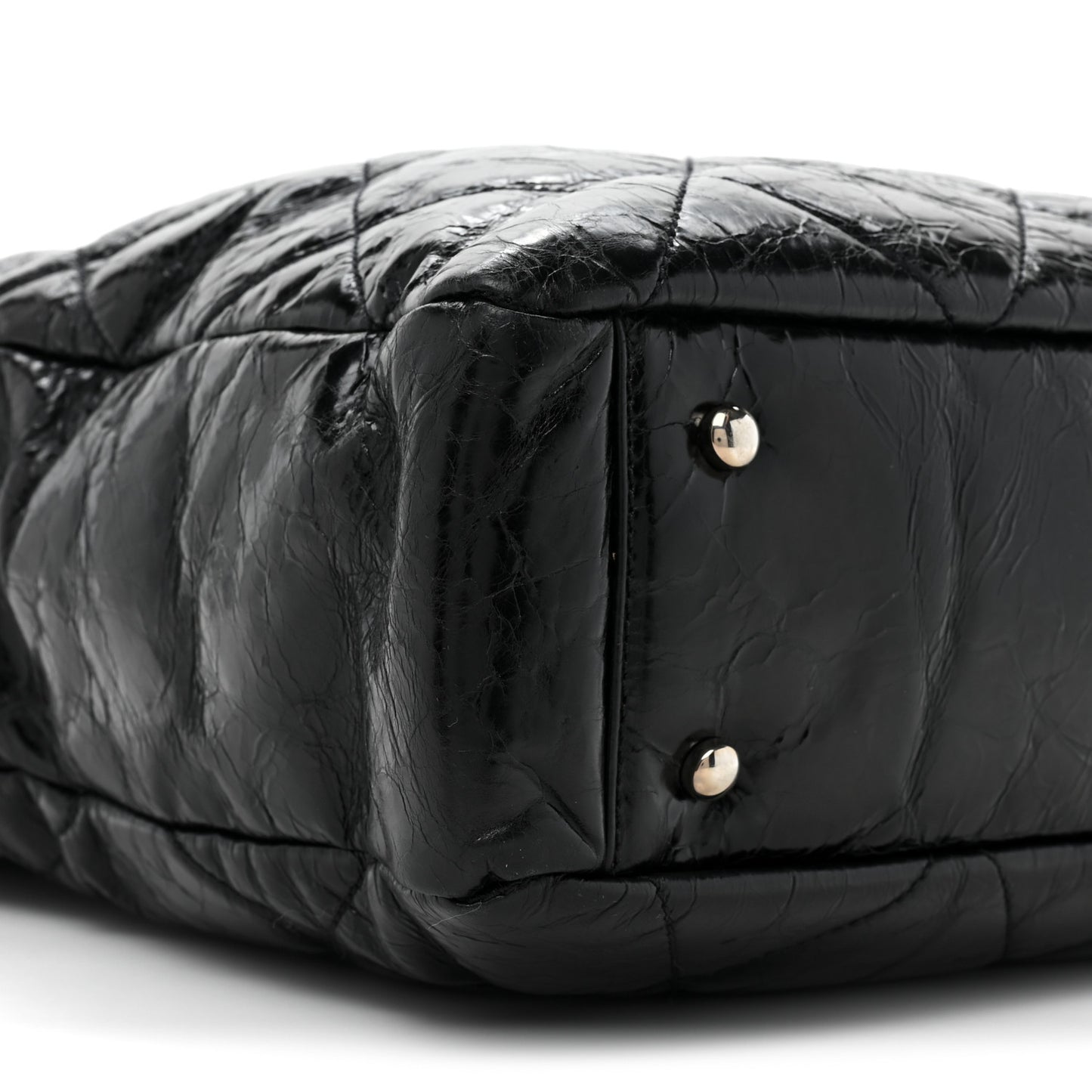 Glazed Calfskin Quilted Tweed Portobello Tote Black Red