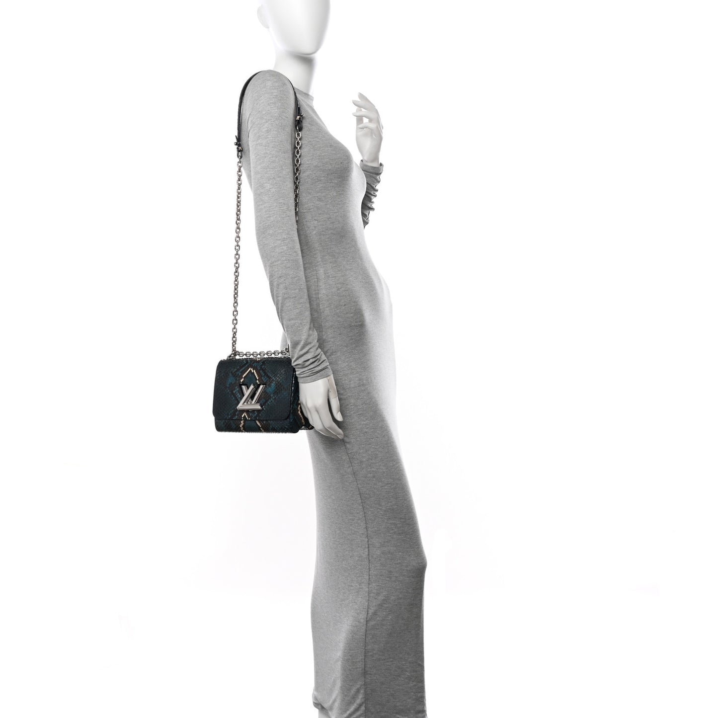 Snakeskin Twist Shoulder Bag PM Blue Multicolor
