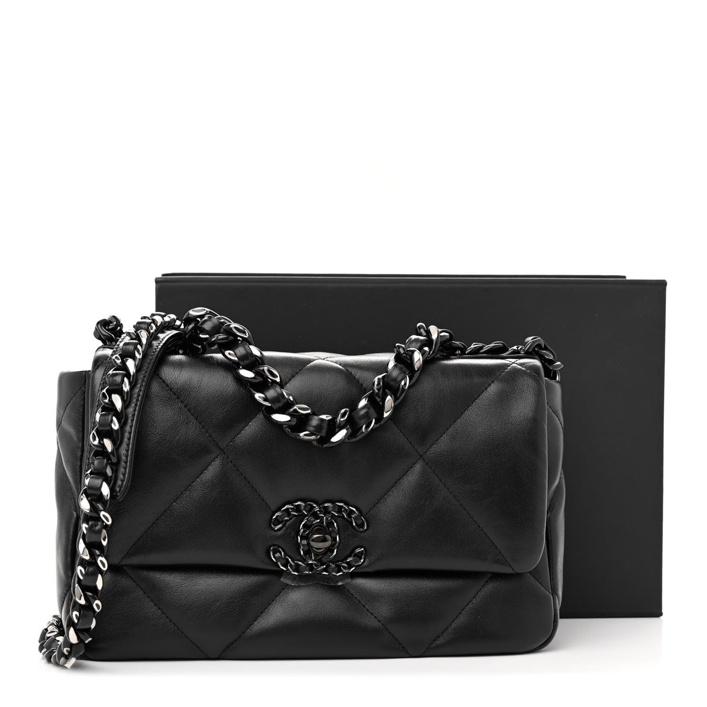 Lambskin Quilted Medium Chanel 19 Flap So Black