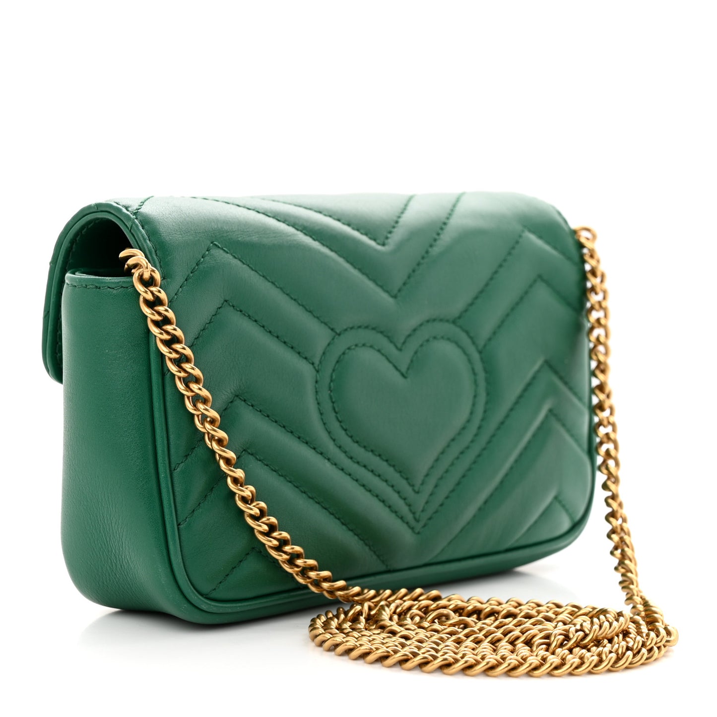 Calfskin Matelasse Super Mini GG Marmont Shoulder Bag Emerald Green