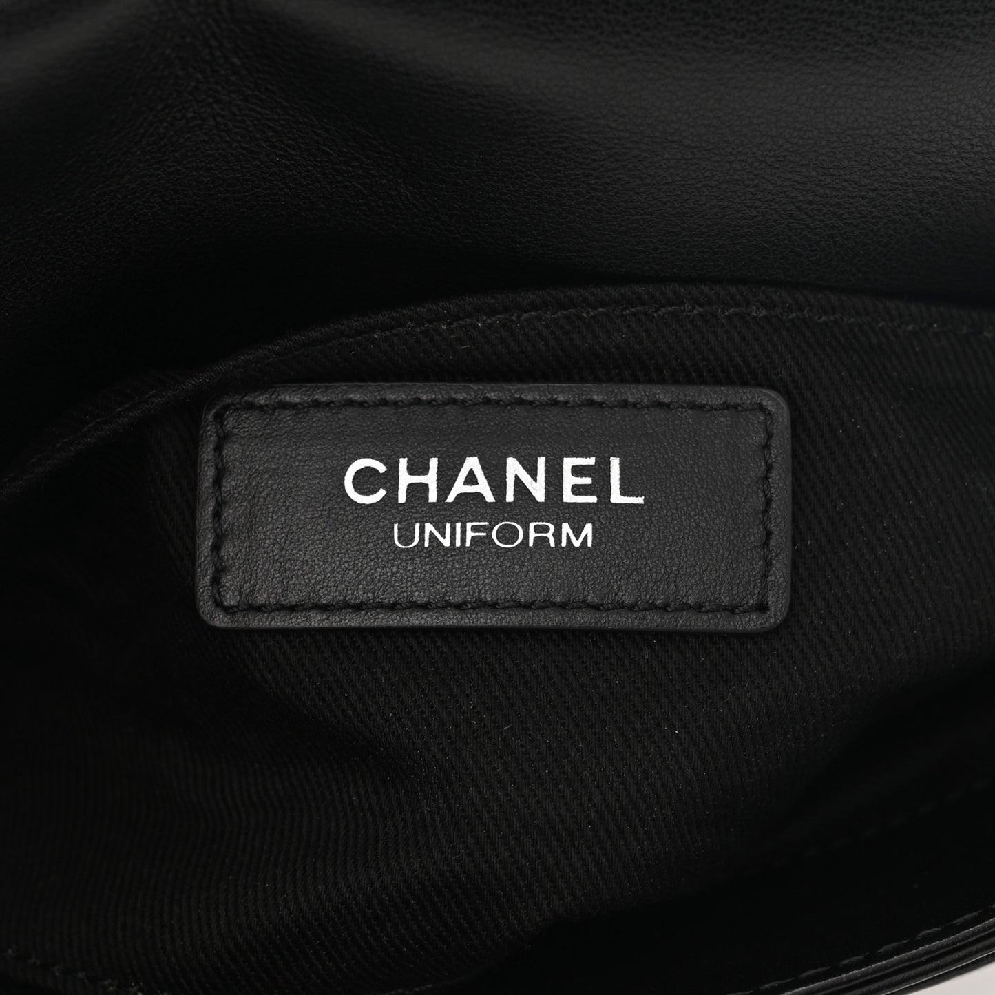 Calfskin Quilted CC Uniform Flap Belt Bag Black