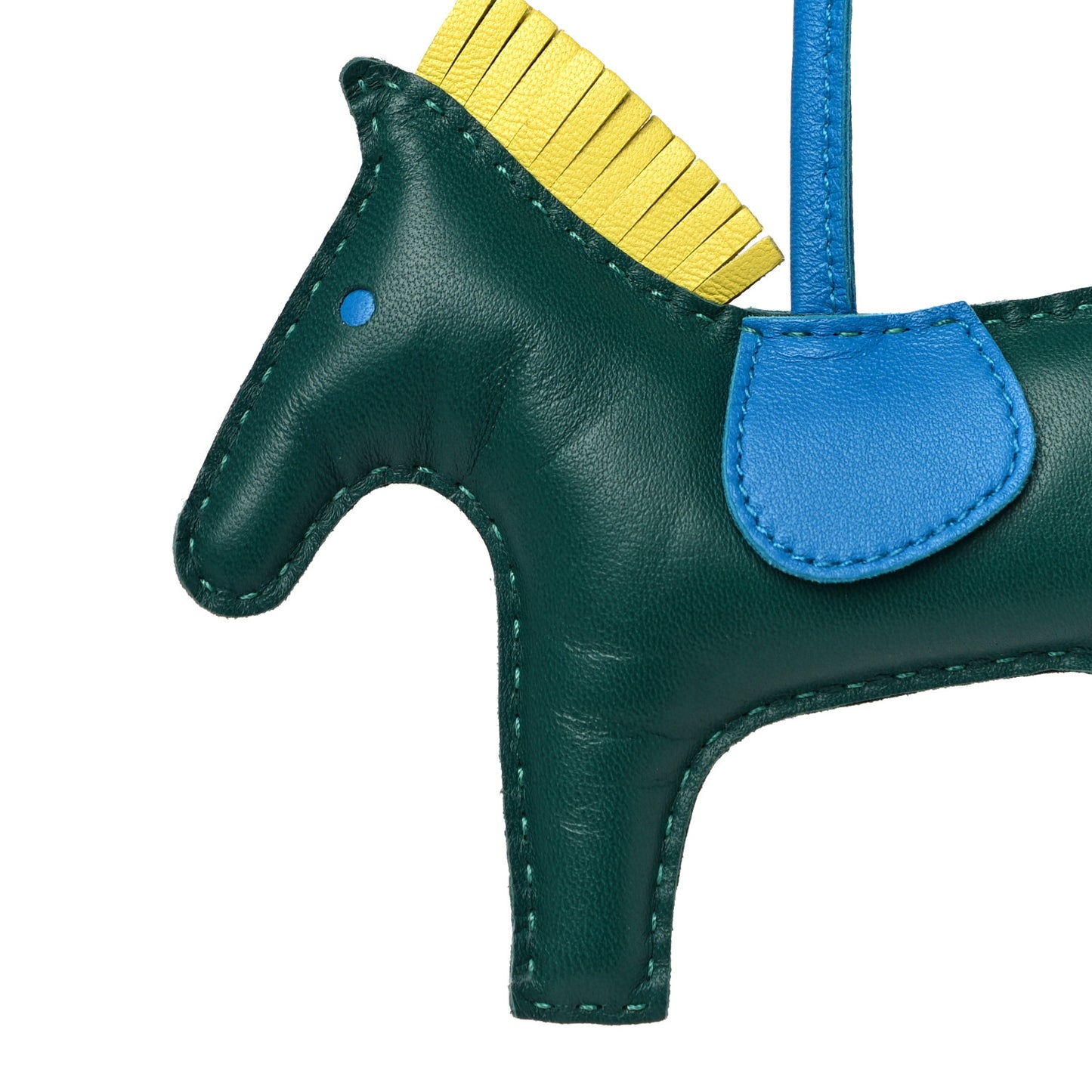 Milo Lambskin Grigri Rodeo Horse Bag Charm MM Malachite Bleu Zanzibar Lime