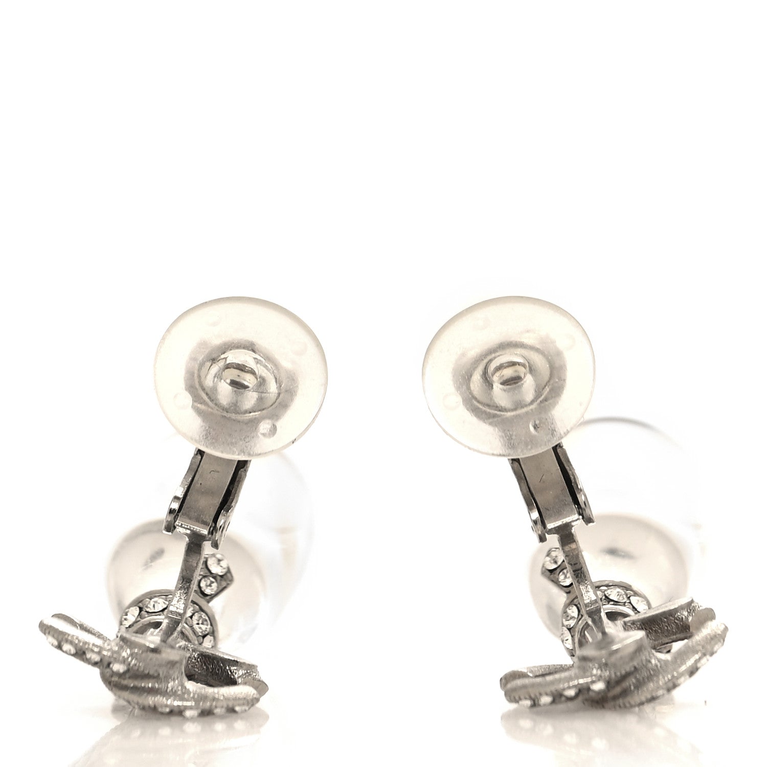 Chanel Ruthenium Crystal CC Drop Earrings Silver 3 of 4