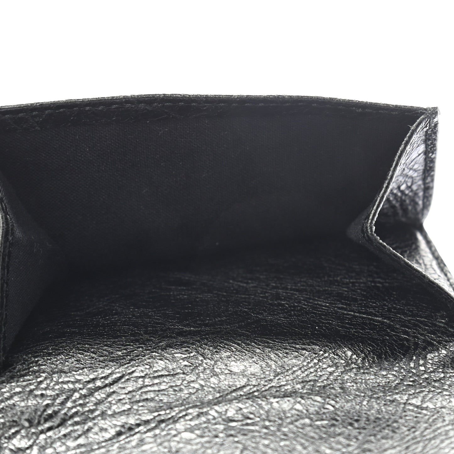 Agneau Classic Silver Hardware Mini Wallet Black
