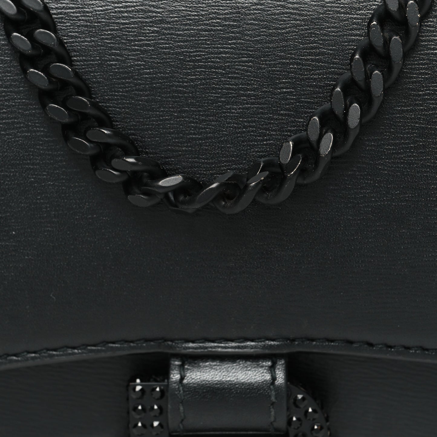 Calfskin Strass Monochrome Hourglass Chain Bag Black