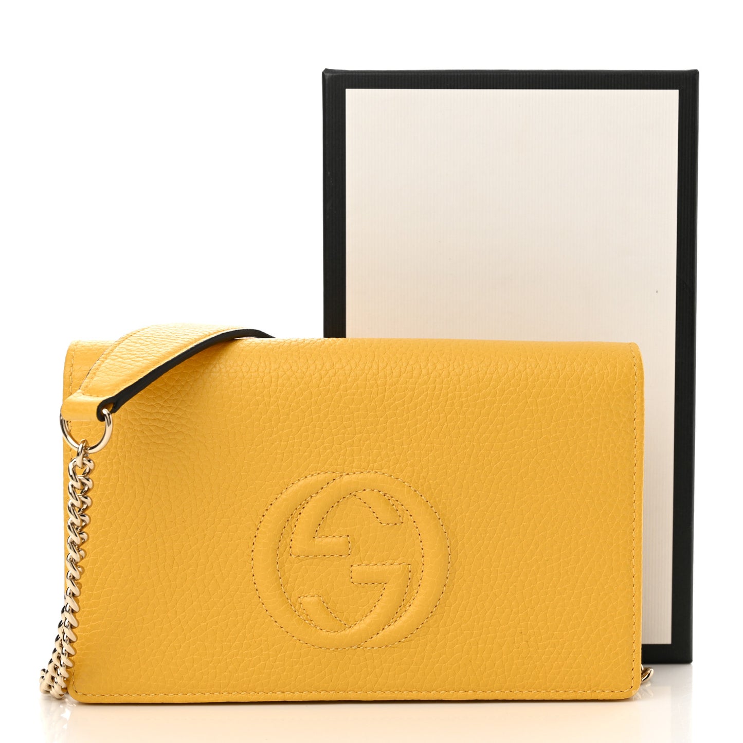 Pebbled Calfskin Soho Wallet On Chain New Buttercup
